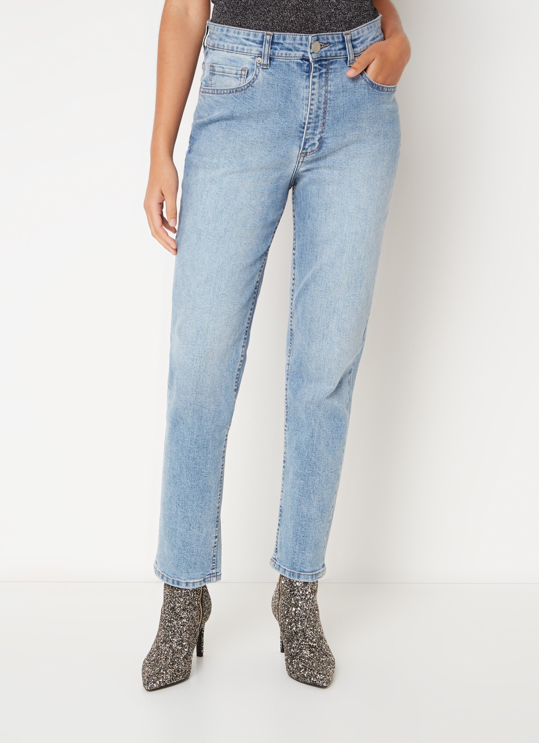 Sofie Schnoor High waist mom jeans met stretch - detail indigo
