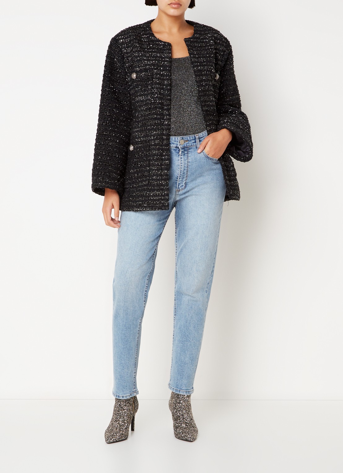 Sofie Schnoor High waist mom jeans met stretch - voorkant 4 indigo