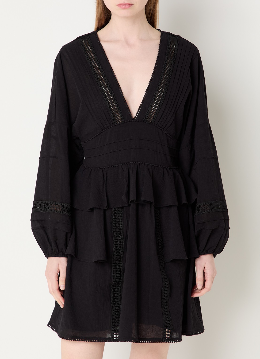 Sofie Schnoor Jouves mini tuniekjurk met broderie - detail zwart