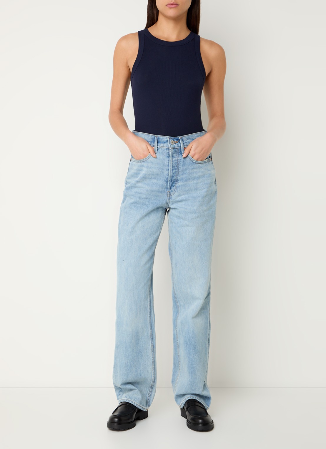 Sofie Schnoor Julliesw tanktop met ribstructuur - voorkant 3 donkerblauw