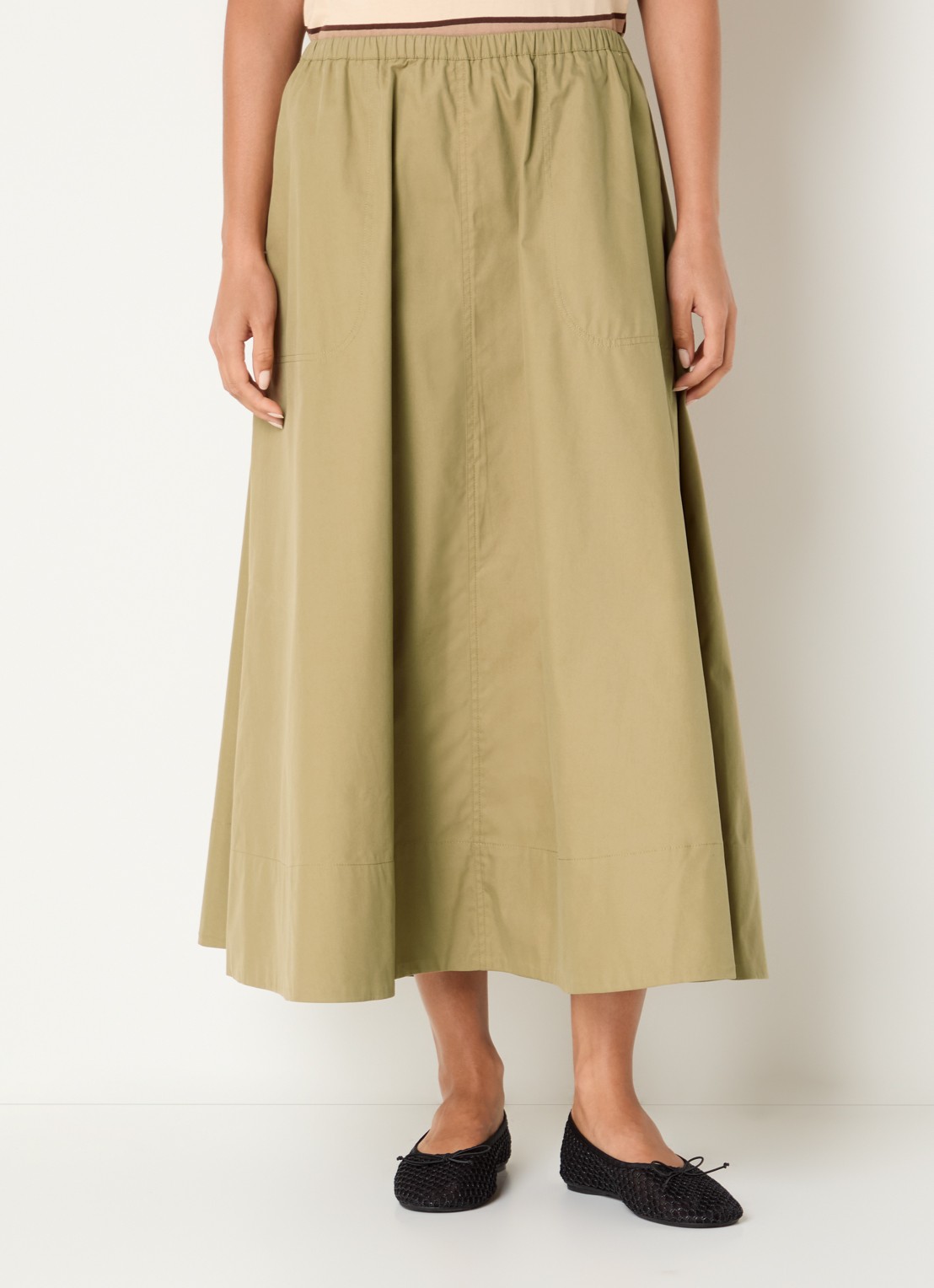 Sofie Schnoor Juneau A-lijn maxi rok - detail 4 khaki