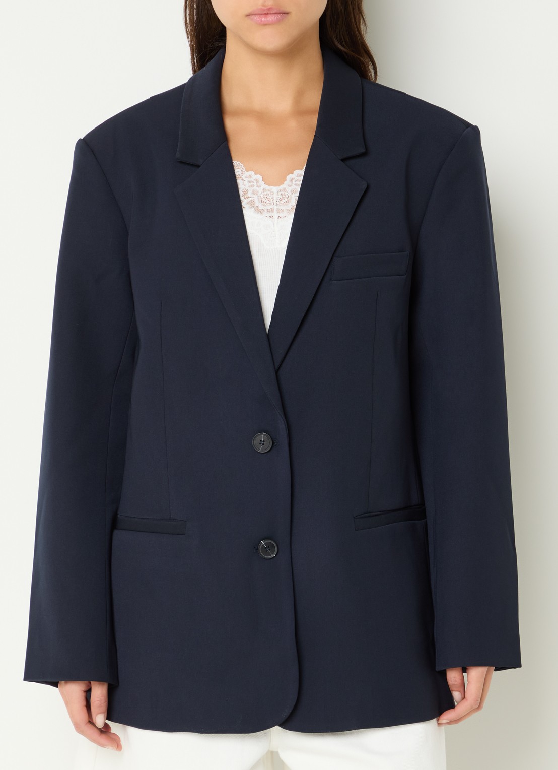 Sofie Schnoor Kais oversized blazer met schoudervulling - detail 3 donkerblauw