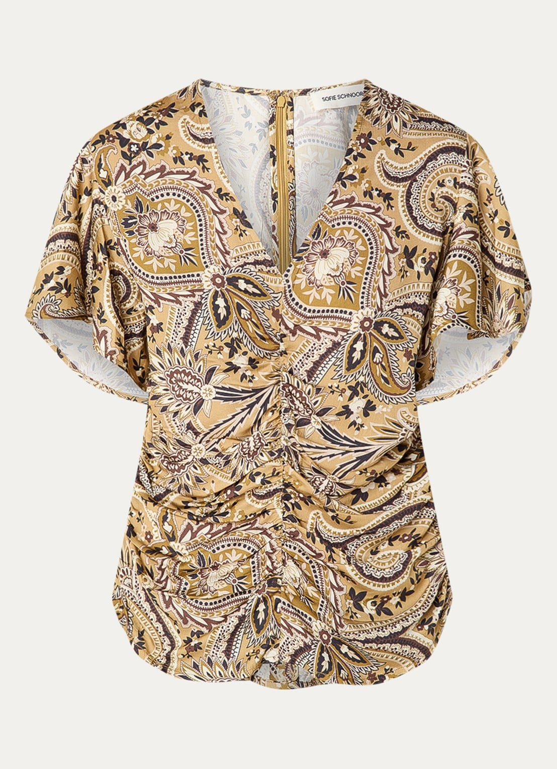 Sofie Schnoor Leelasw top met print en plooidetail - voorkant 2 bruin