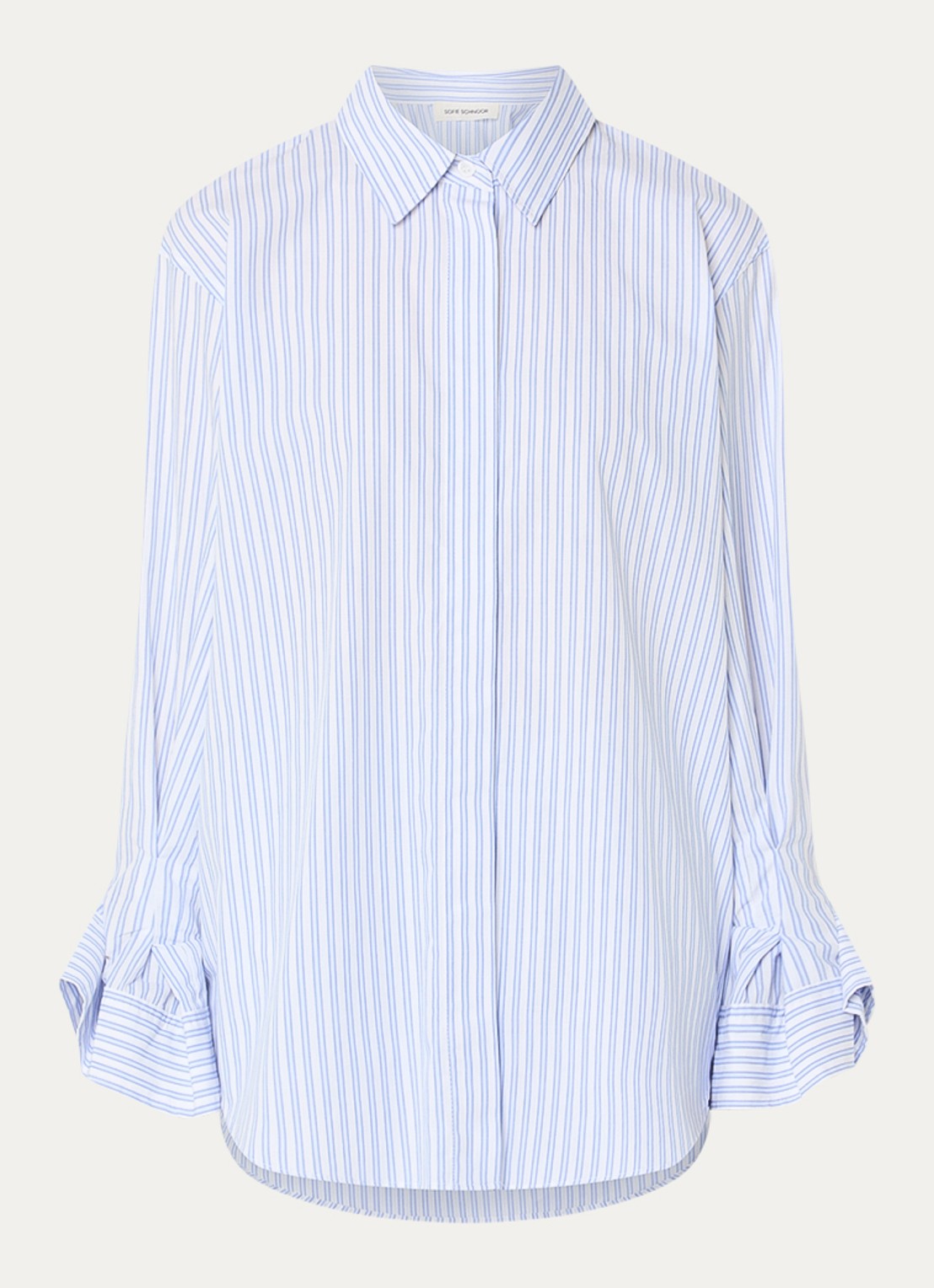 Sofie Schnoor Longline blouse met streepprint - voorkant 2 staalblauw