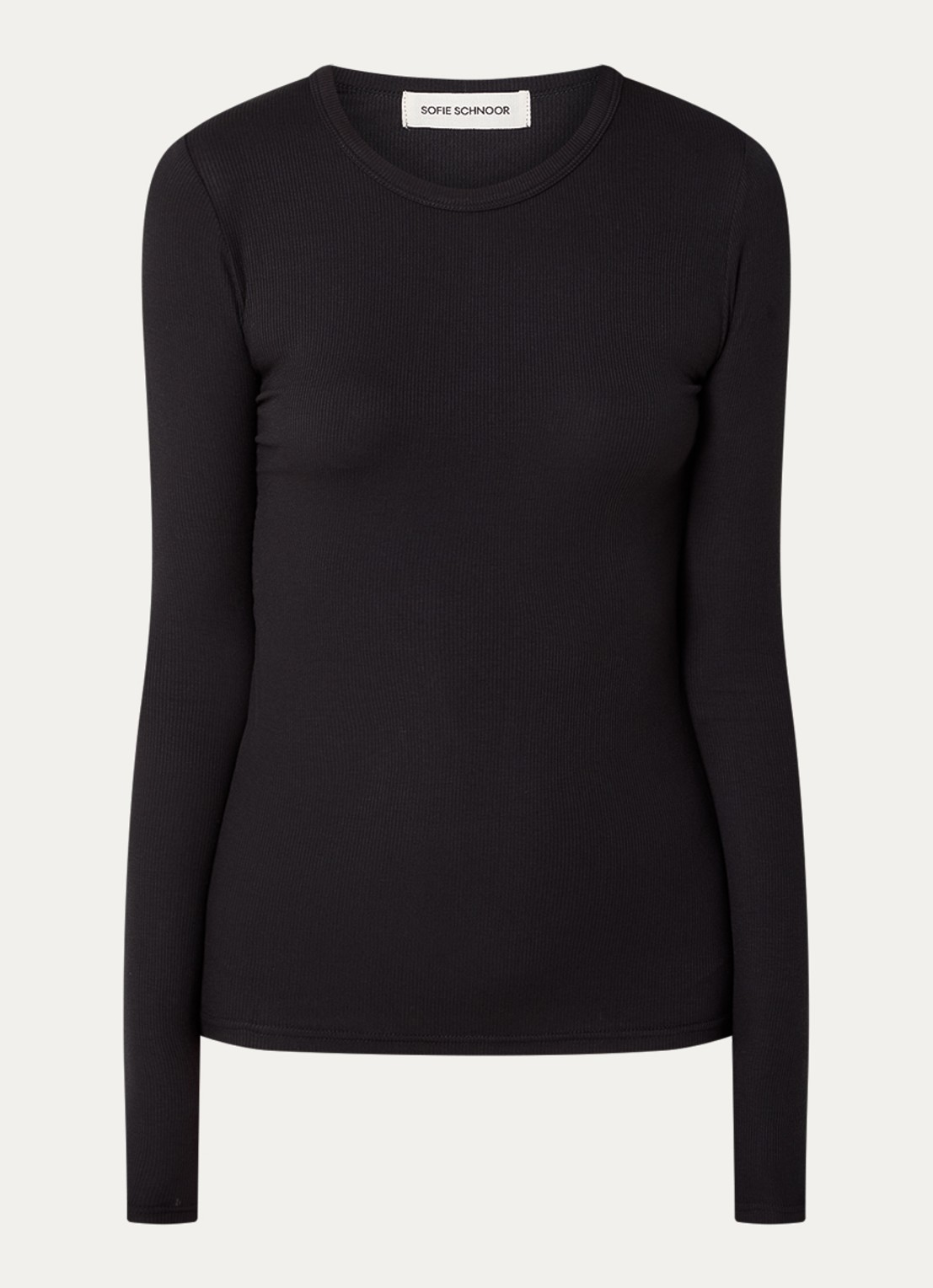 Sofie Schnoor Longsleeve met ribstructuur - voorkant 3 zwart