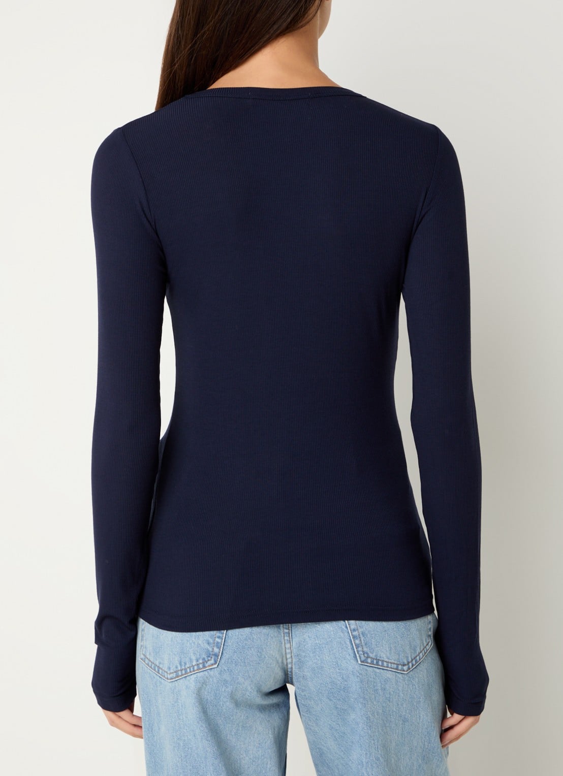 Sofie Schnoor Longsleeve met ribstructuur - achterkant donkerblauw