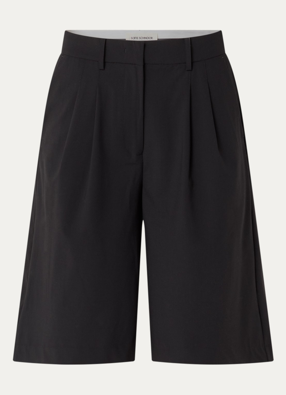 Sofie Schnoor Lucia high waist wide fit korte broek - voorkant 2 zwart