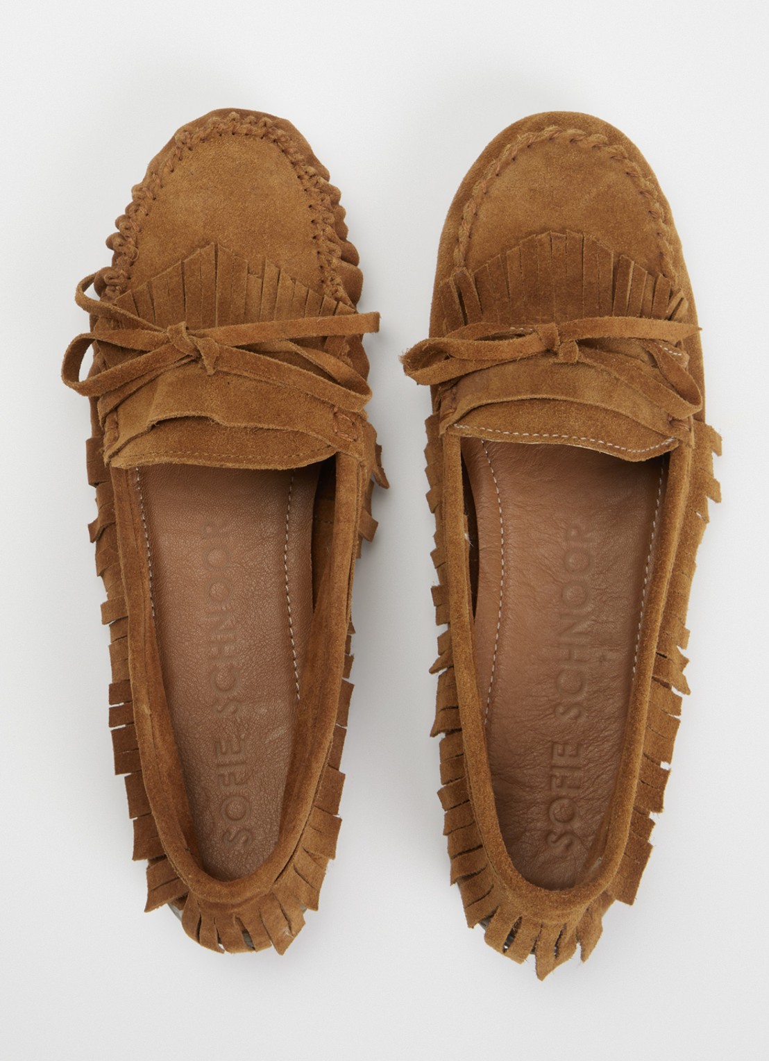 Sofie Schnoor Margitsw mocassin van suède met franjes - detail 4 cognac