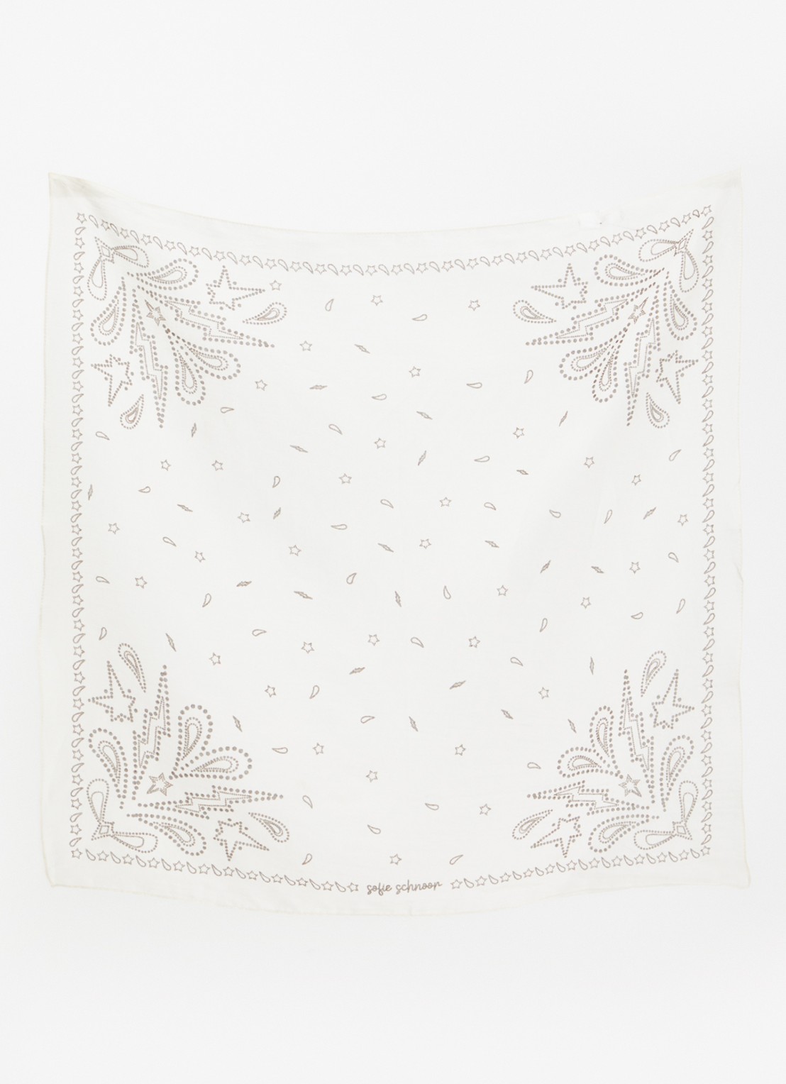 Sofie Schnoor Marilysw sjaal met paisley dessin 55 x 55 cm - detail creme
