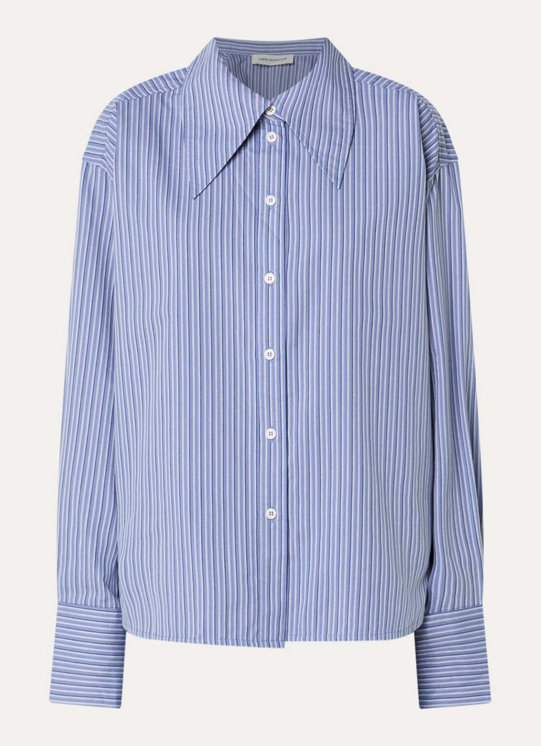 Sofie Schnoor Mashasw blouse met streepprint - voorkant staalblauw