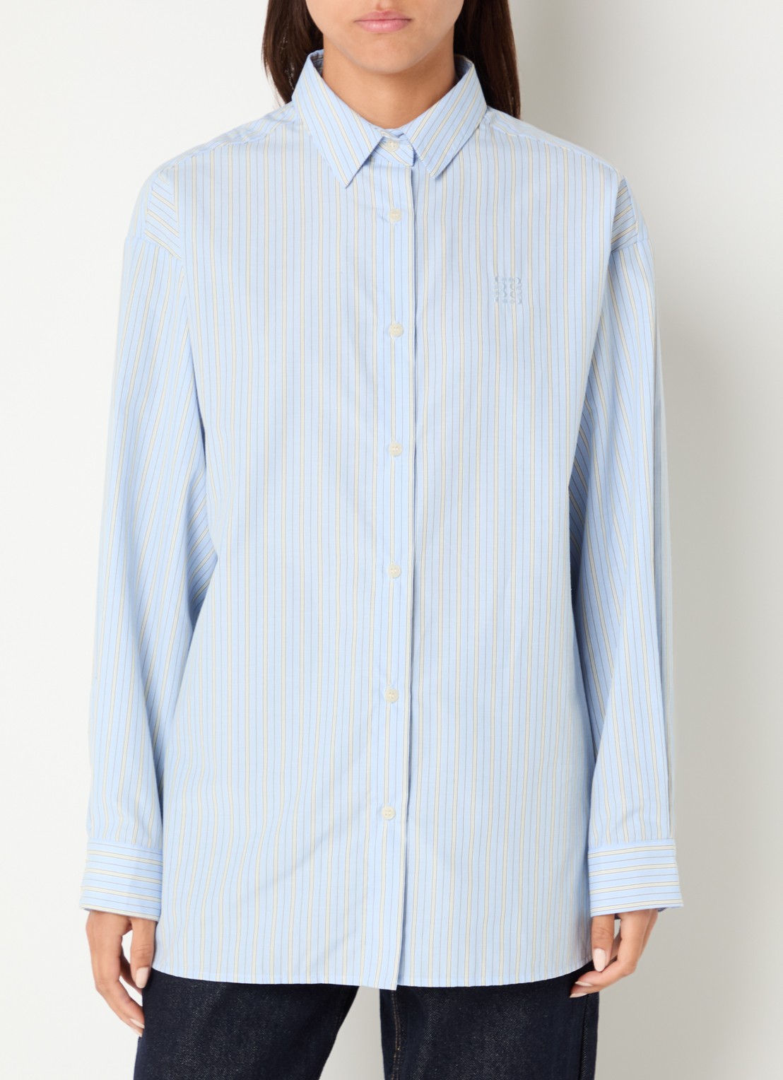 Sofie Schnoor Mercy oversized blouse met streepprint - detail lichtblauw