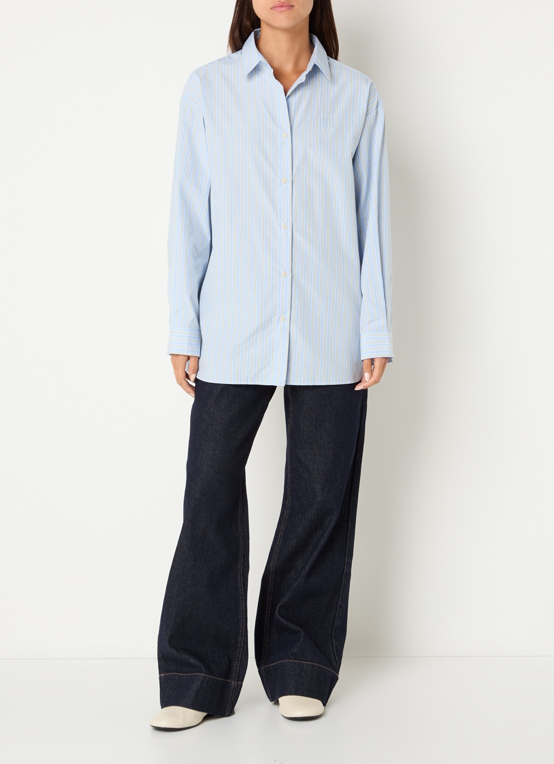 Sofie Schnoor Mercy oversized blouse met streepprint - voorkant 4 lichtblauw