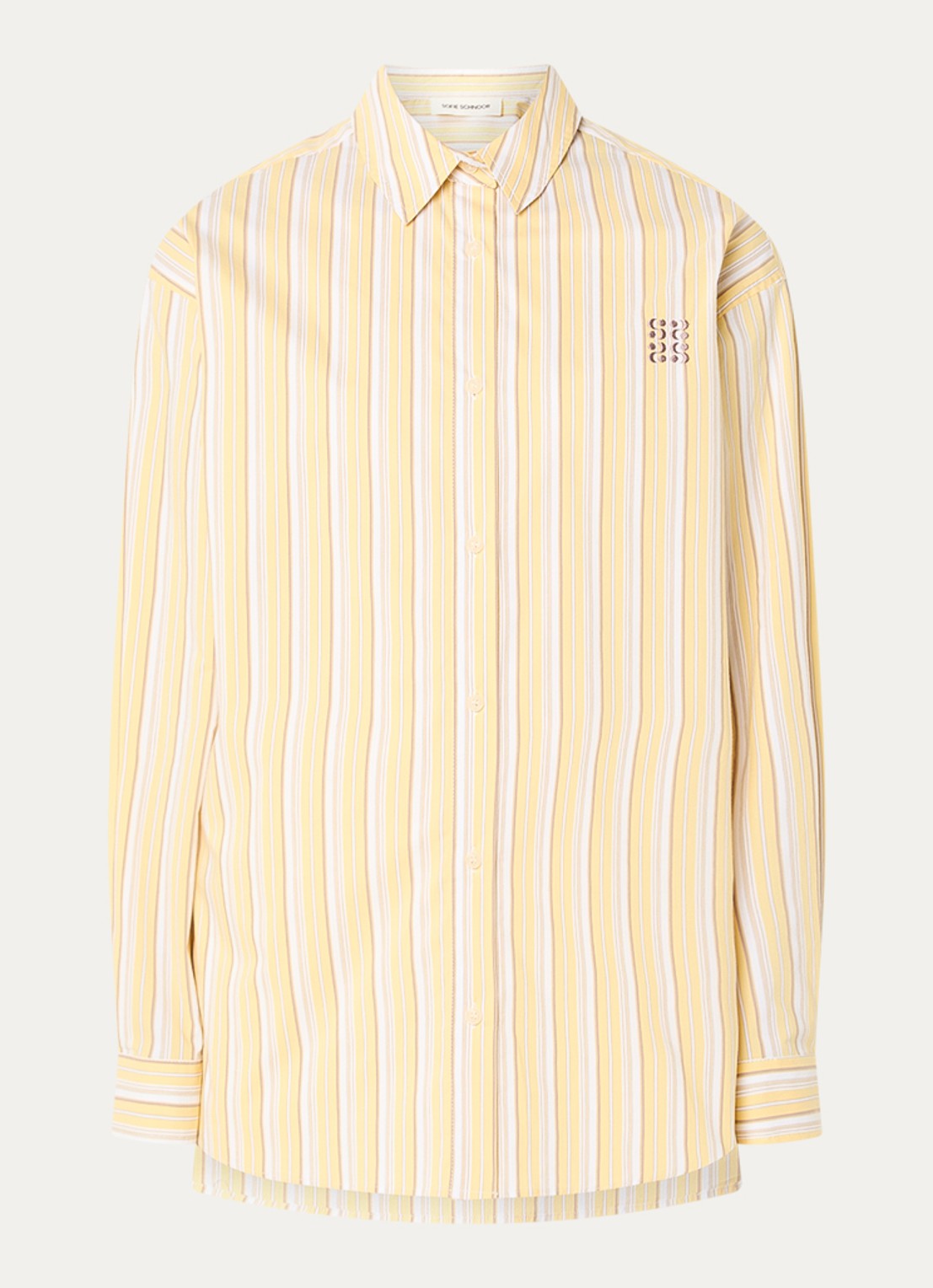 Sofie Schnoor Mercysw blouse met streepprint en logoborduring - voorkant 3 lichtgeel