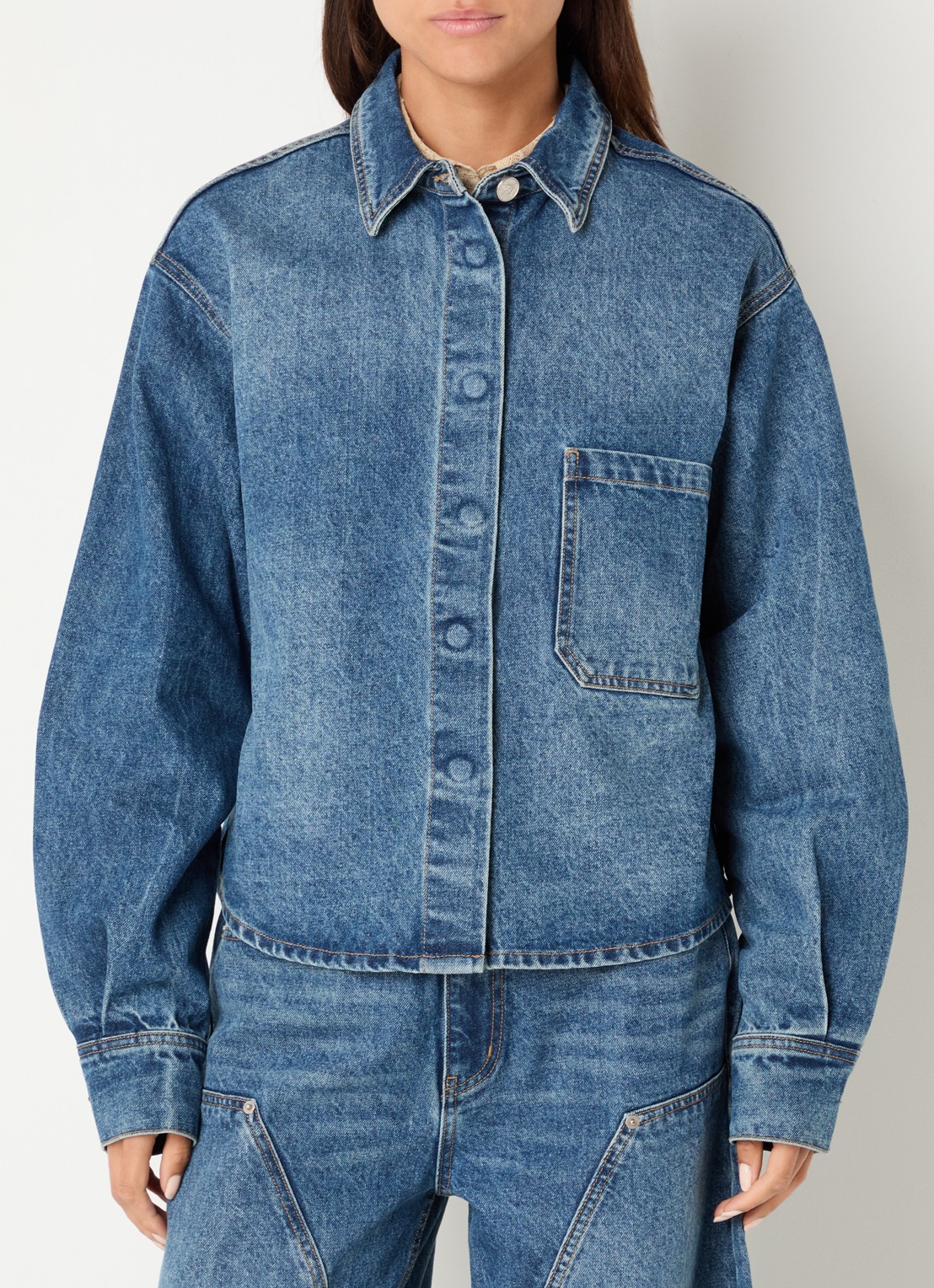 Sofie Schnoor Nashima overshirt van denim met borstzak - detail 3 indigo