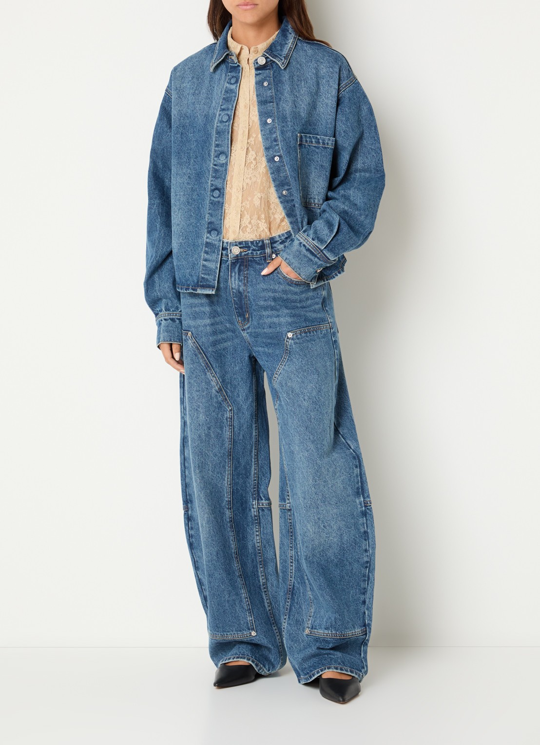 Sofie Schnoor Nashima overshirt van denim met borstzak - voorkant 2 indigo