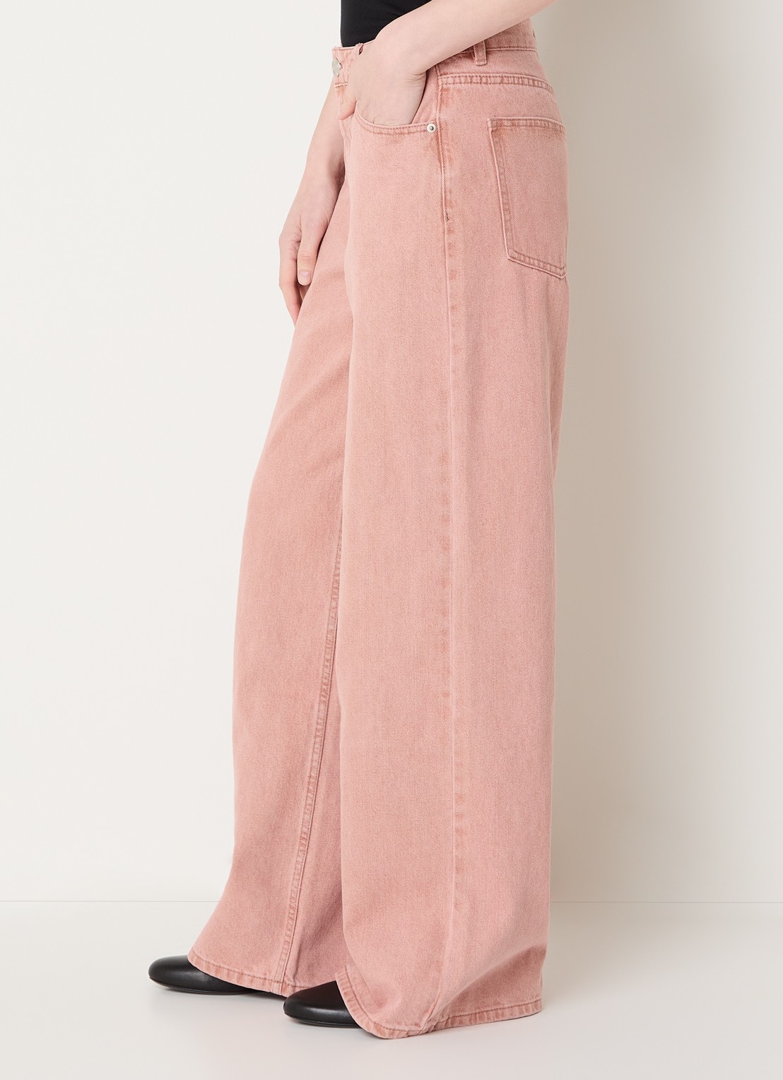 Sofie Schnoor Ozzi high waist wide leg jeans met gekleurde wassing - detail 3 roze