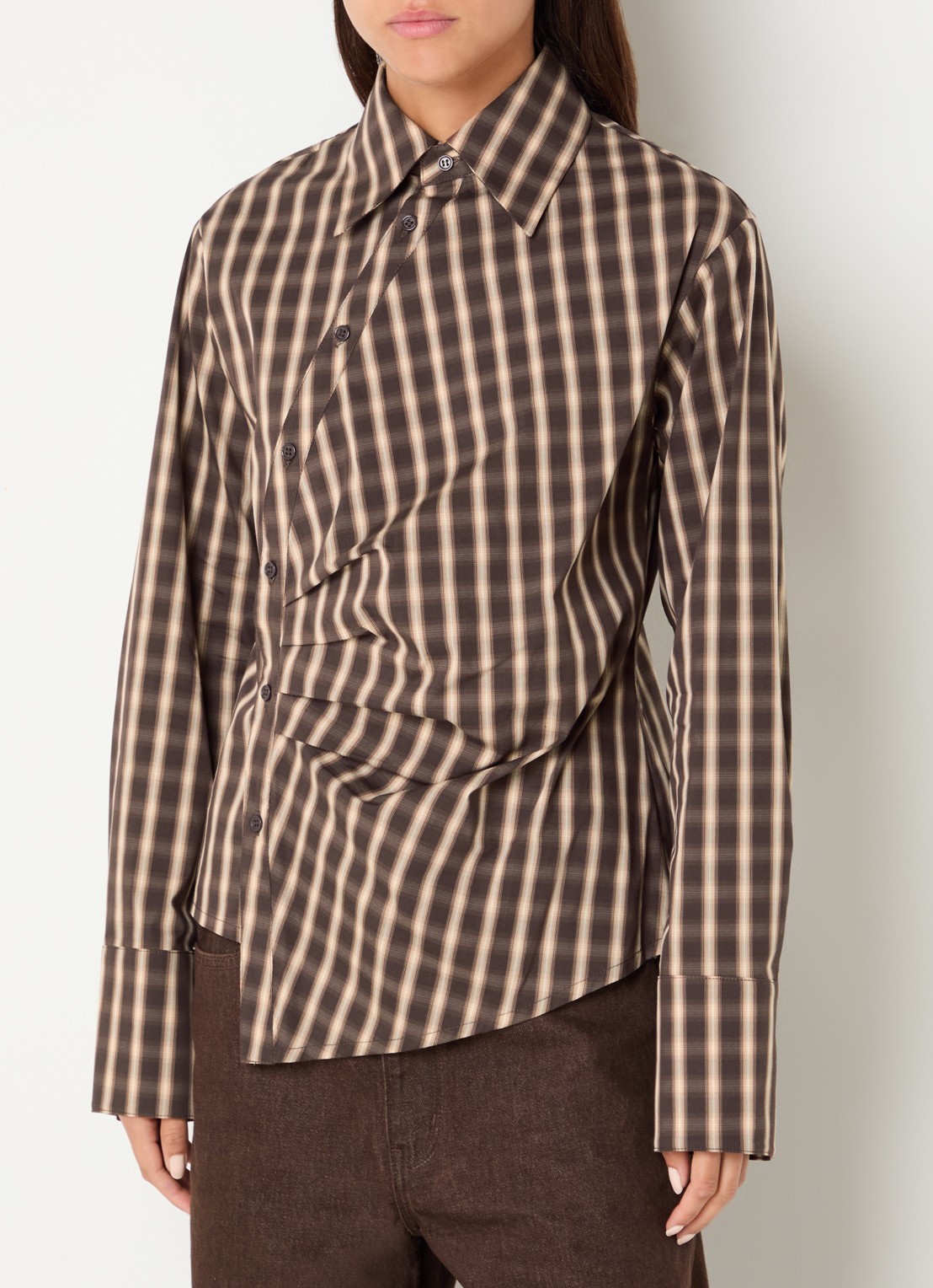 Sofie Schnoor Paige oversized blouse met ruitdessin - detail 3 bruin