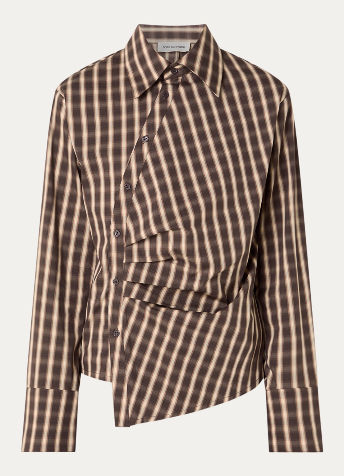 Sofie Schnoor Paige oversized blouse met ruitdessin - voorkant bruin