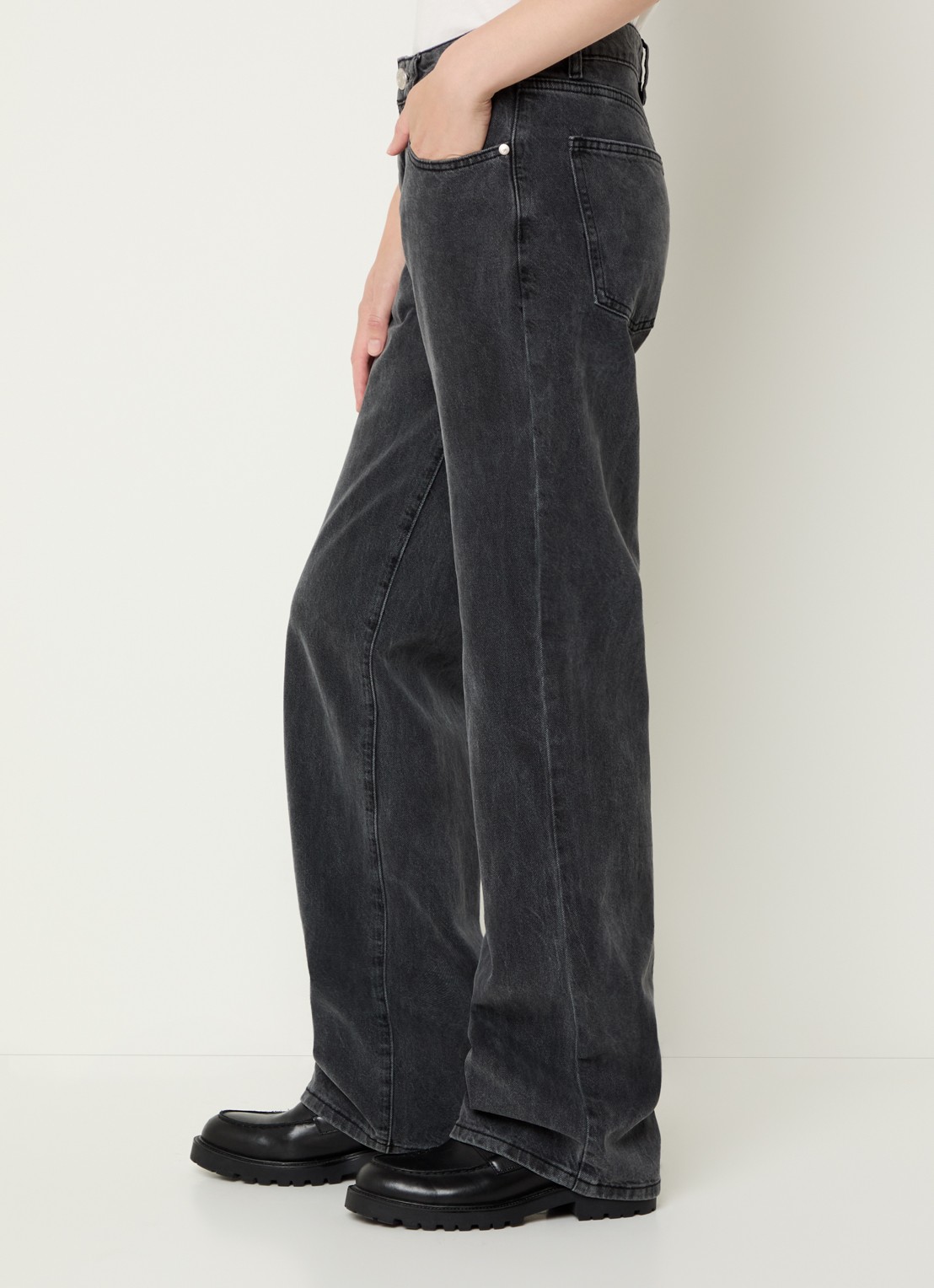Sofie Schnoor Paris high waist loose fit jeans met steekzakken - detail 3 donkergrijs