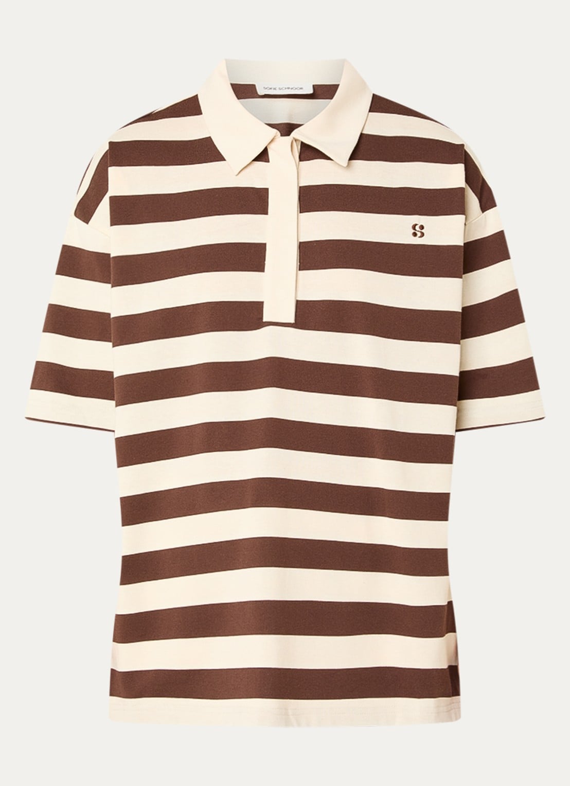 Sofie Schnoor Pilsw polo met streepprint - voorkant 2 hazelnootbruin