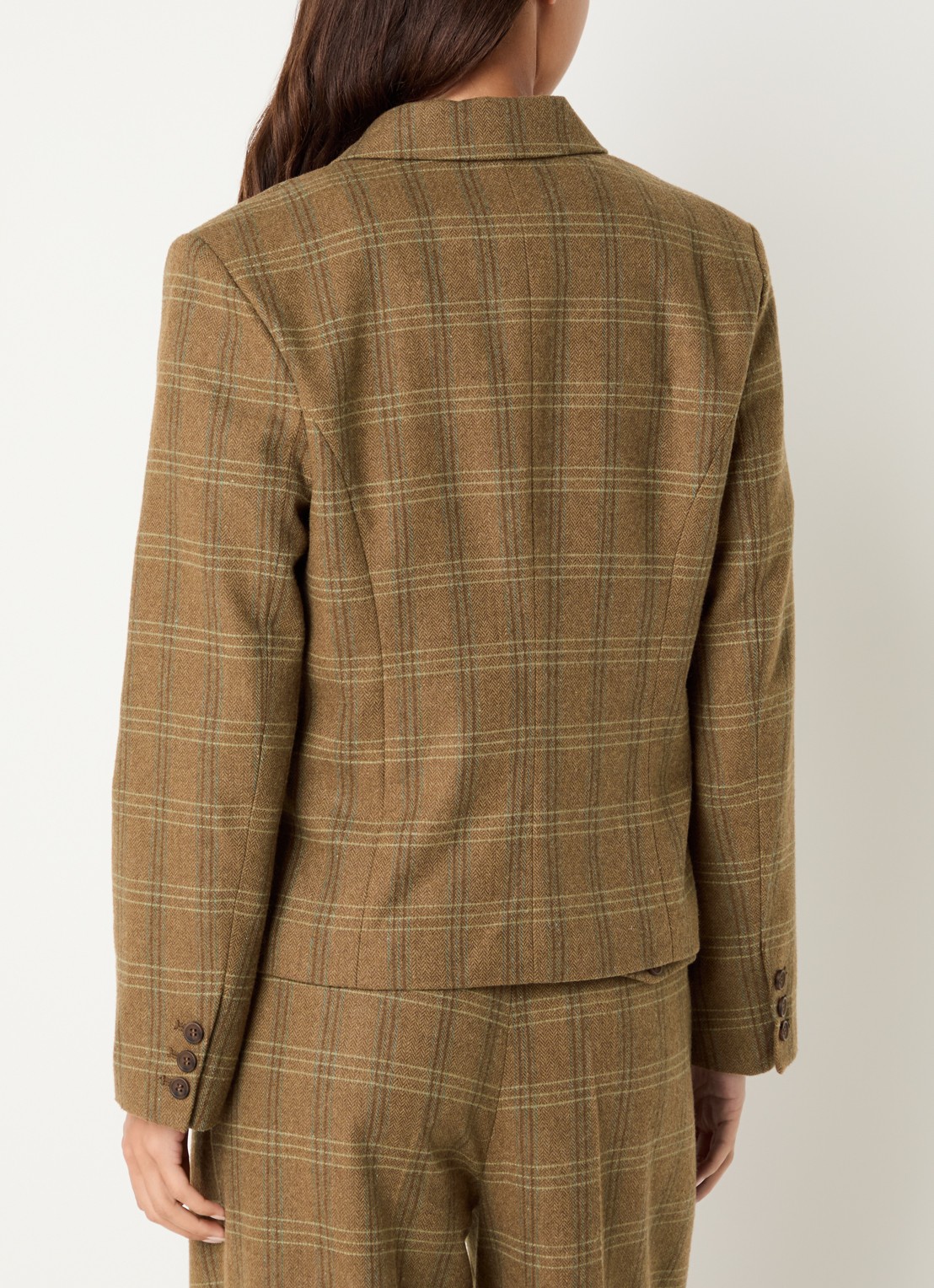 Sofie Schnoor Poppy blazer met ruitdessin en steekzakken - achterkant 3 bruin