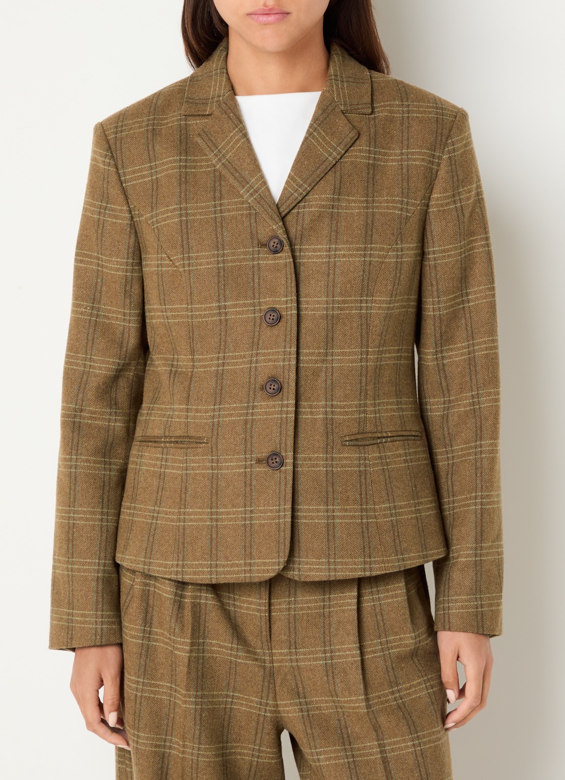 Sofie Schnoor Poppy blazer met ruitdessin en steekzakken - detail 4 bruin