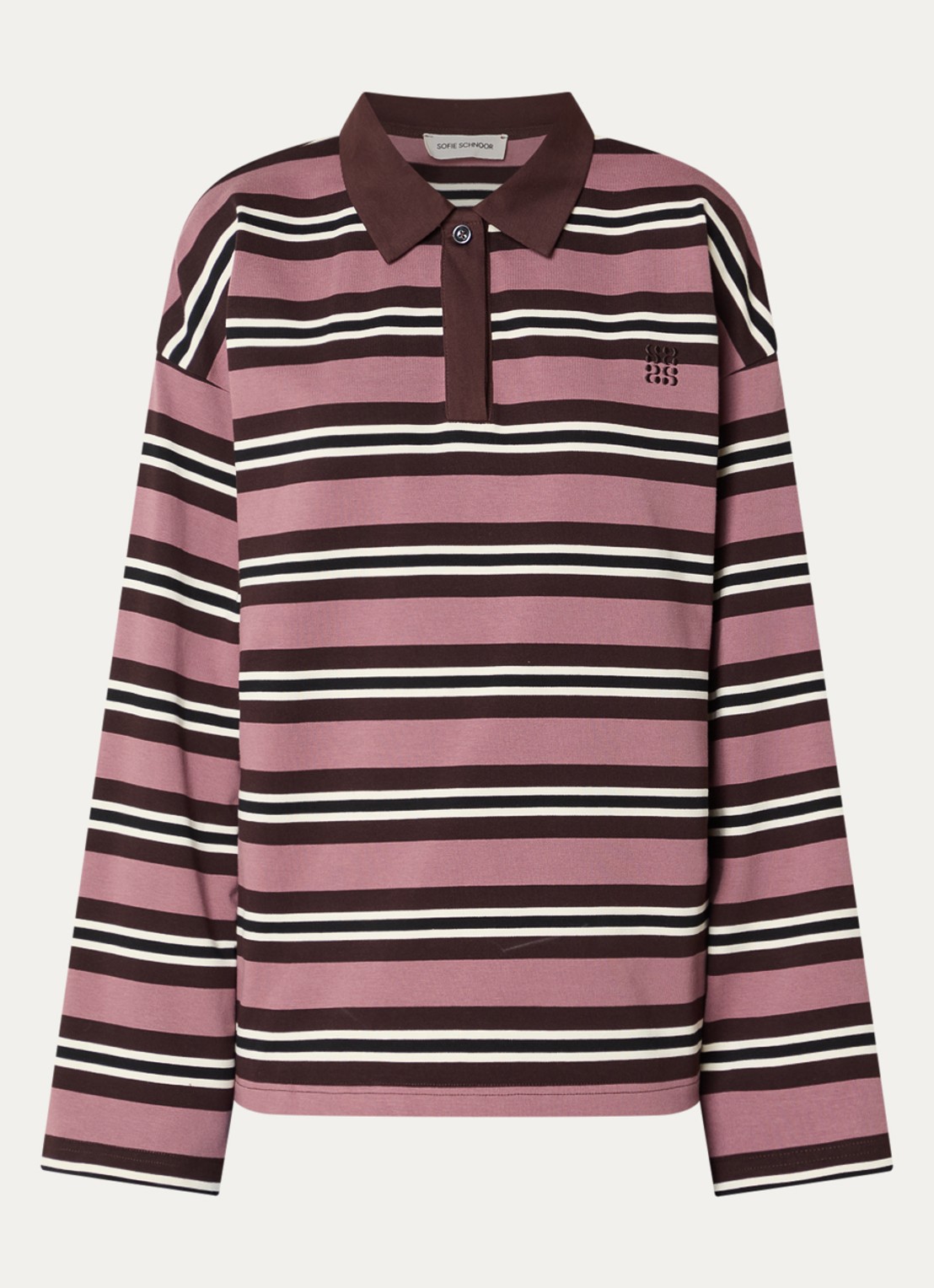 Sofie Schnoor Priasw polo met streepprint - voorkant 2 bruin