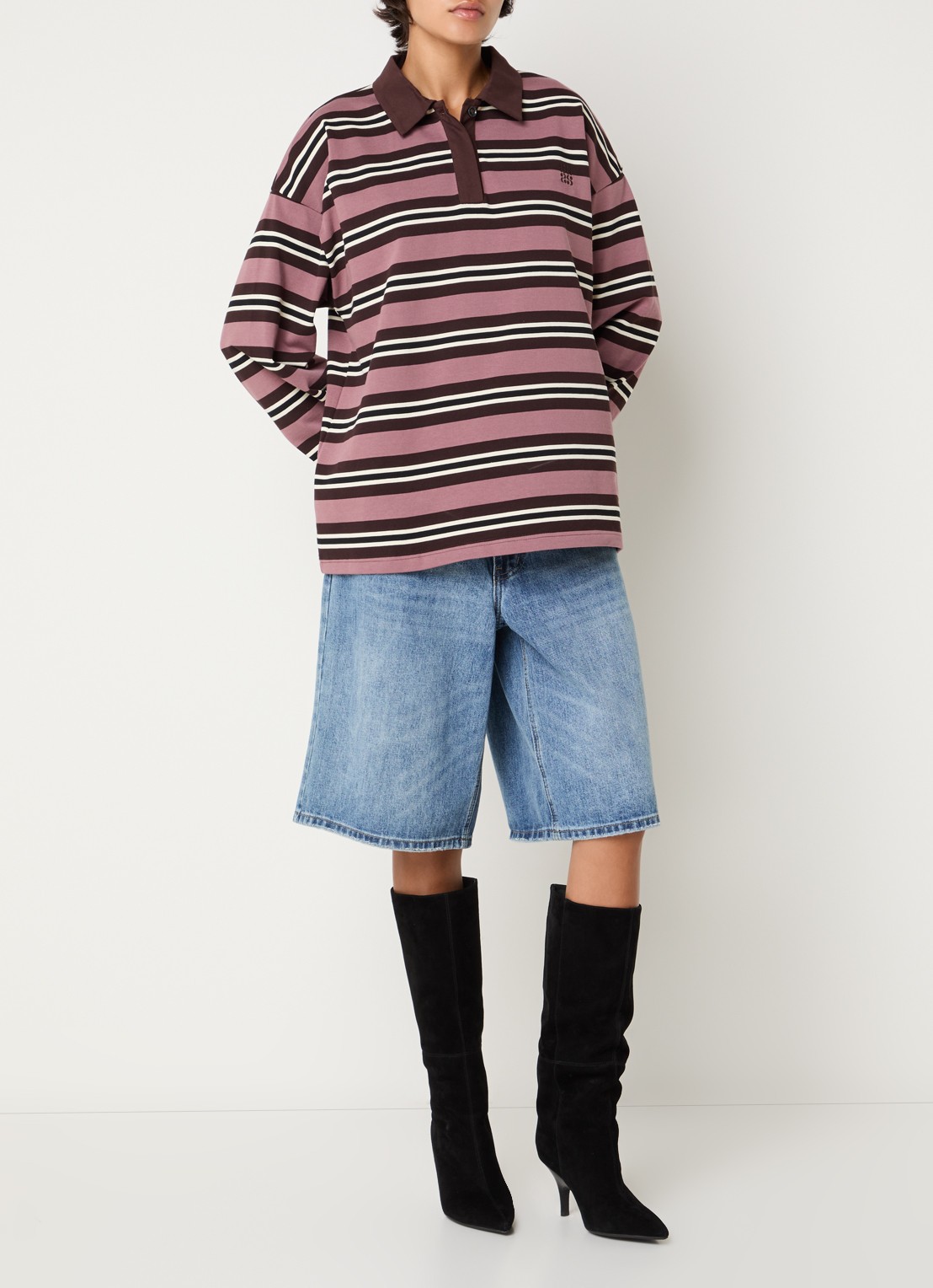 Sofie Schnoor Priasw polo met streepprint - voorkant 3 bruin