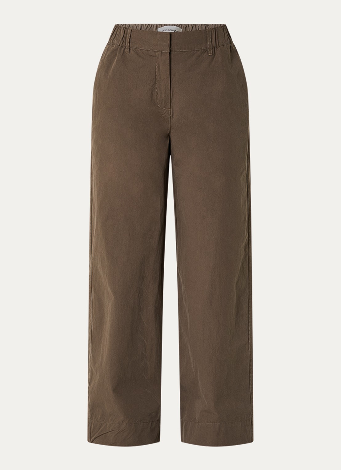 Sofie Schnoor Reinesw mid waist loose fit pantalon met 3D logoprint - voorkant 2 donkerbruin