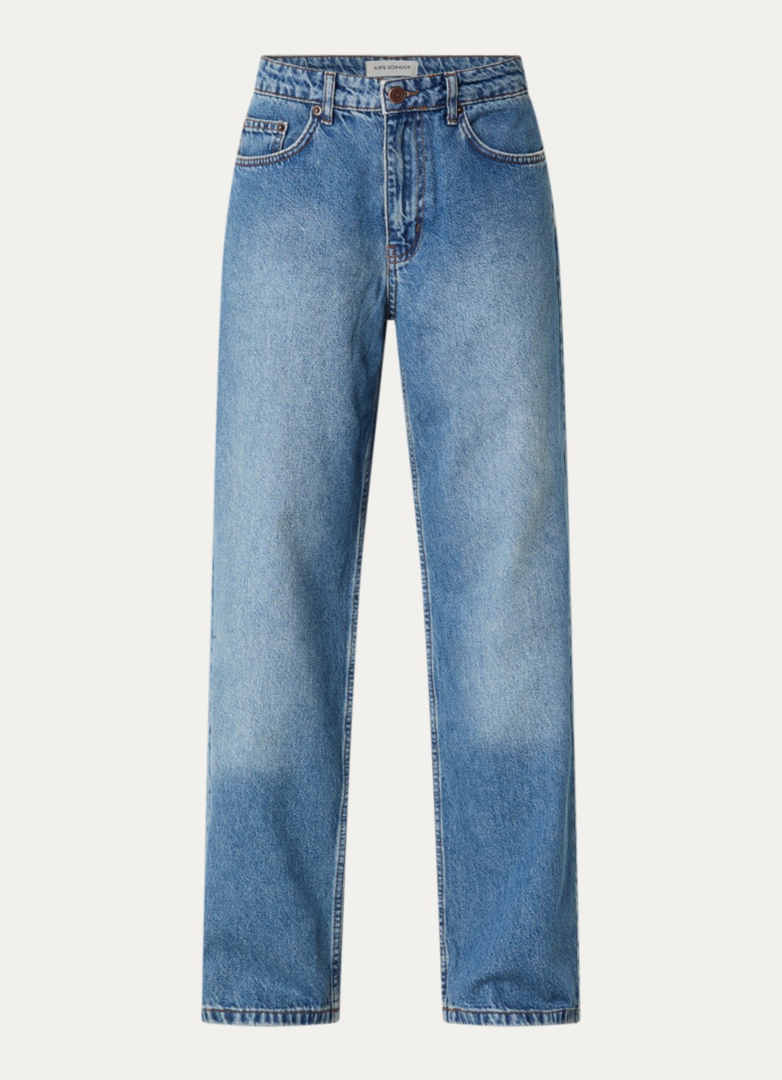 Sofie Schnoor Rios mid waist straight leg jeans met steekzakken - voorkant 4 indigo