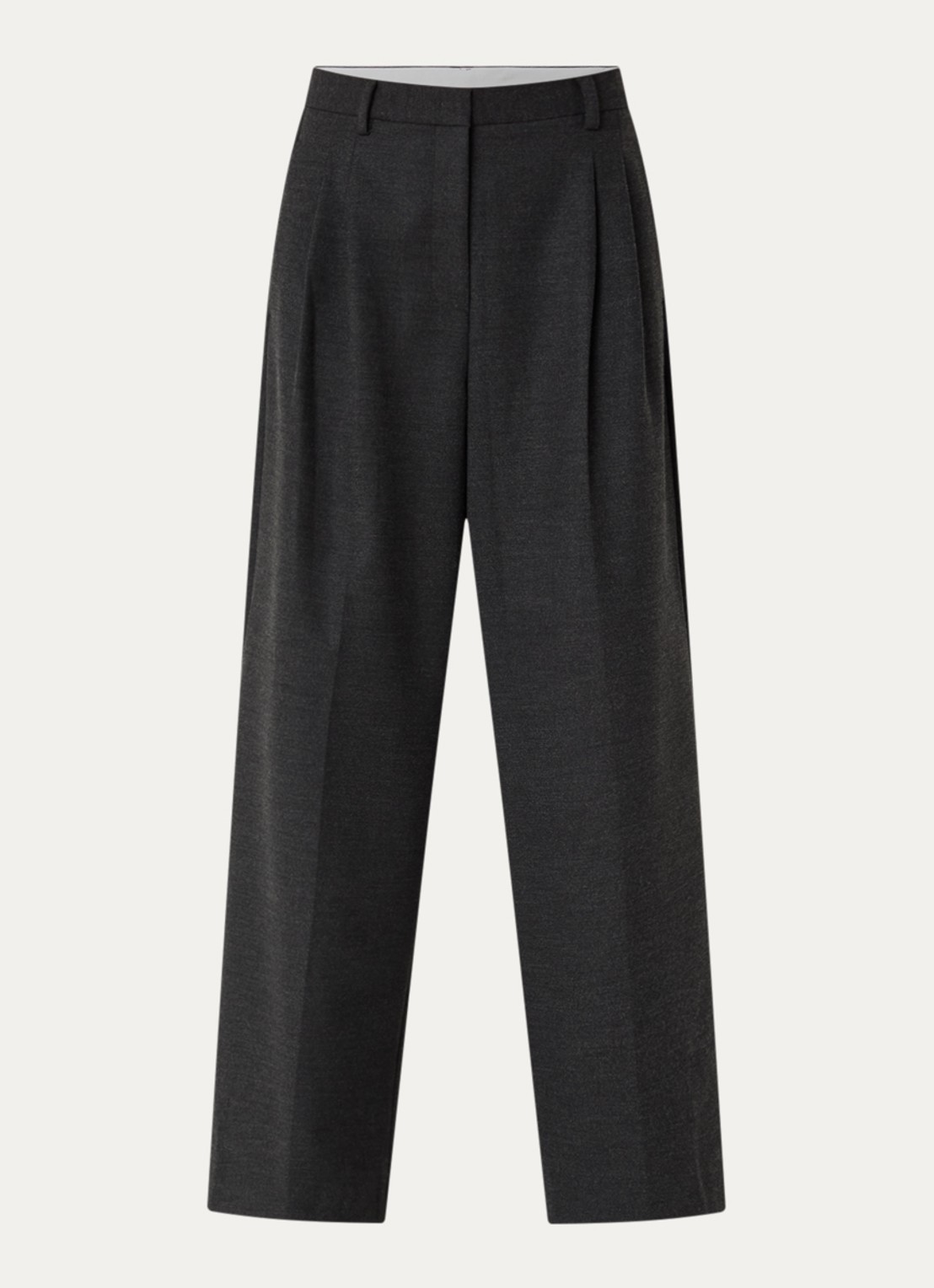 Sofie Schnoor Rosalinda high waist wide fit pantalon met steekzakken - voorkant 3 donkergrijs
