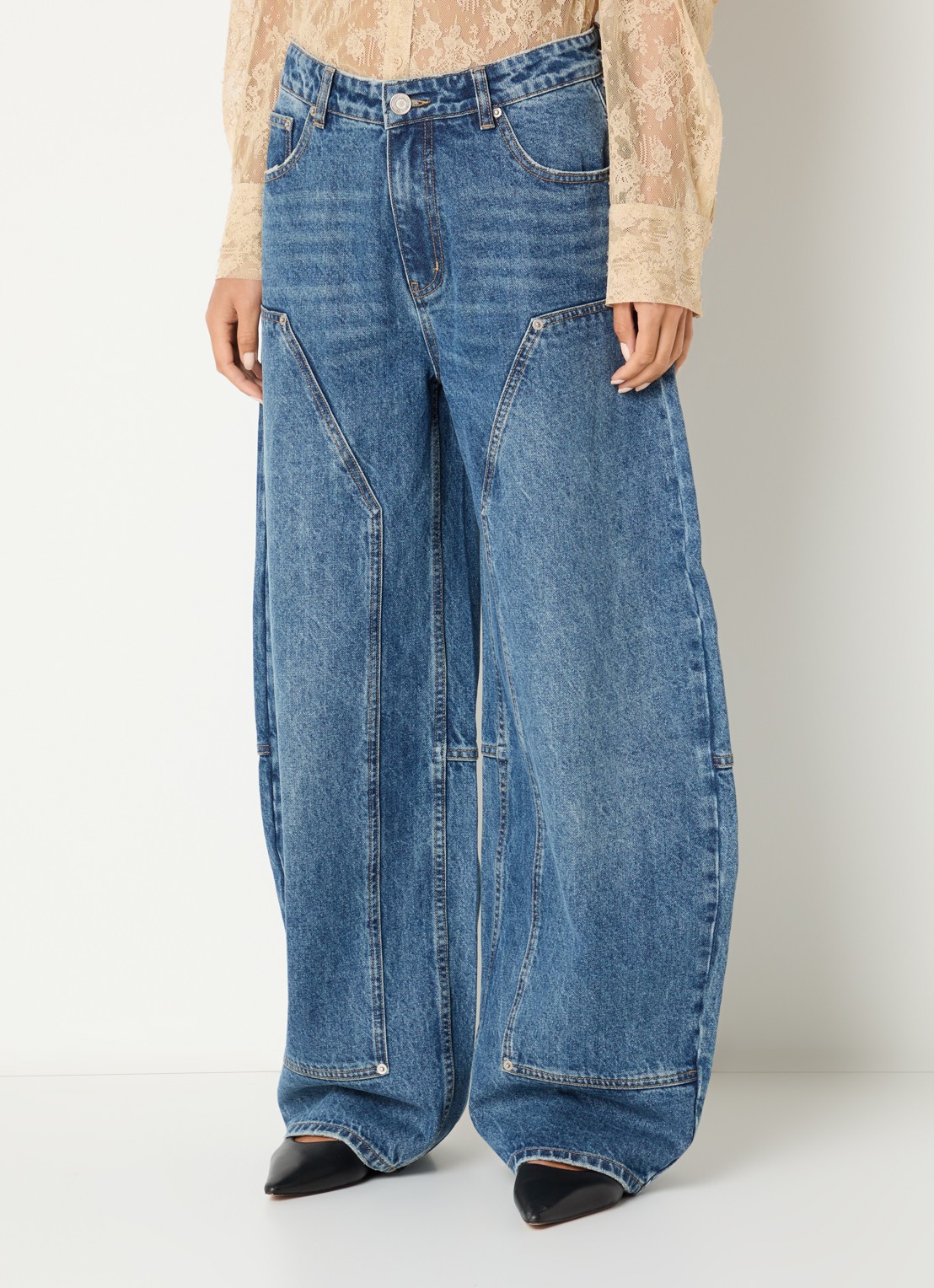 Sofie Schnoor Sonja high waist ballon fit jeans met medium wassing - detail 2 indigo