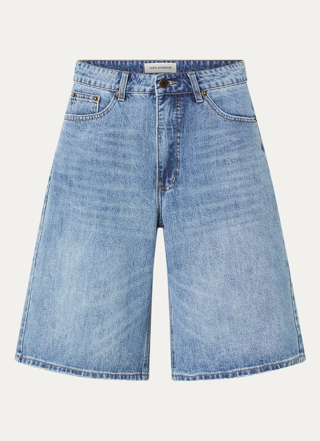 Sofie Schnoor Stokesw  mid waist wide leg jort met steekzakken - voorkant 3 blauw