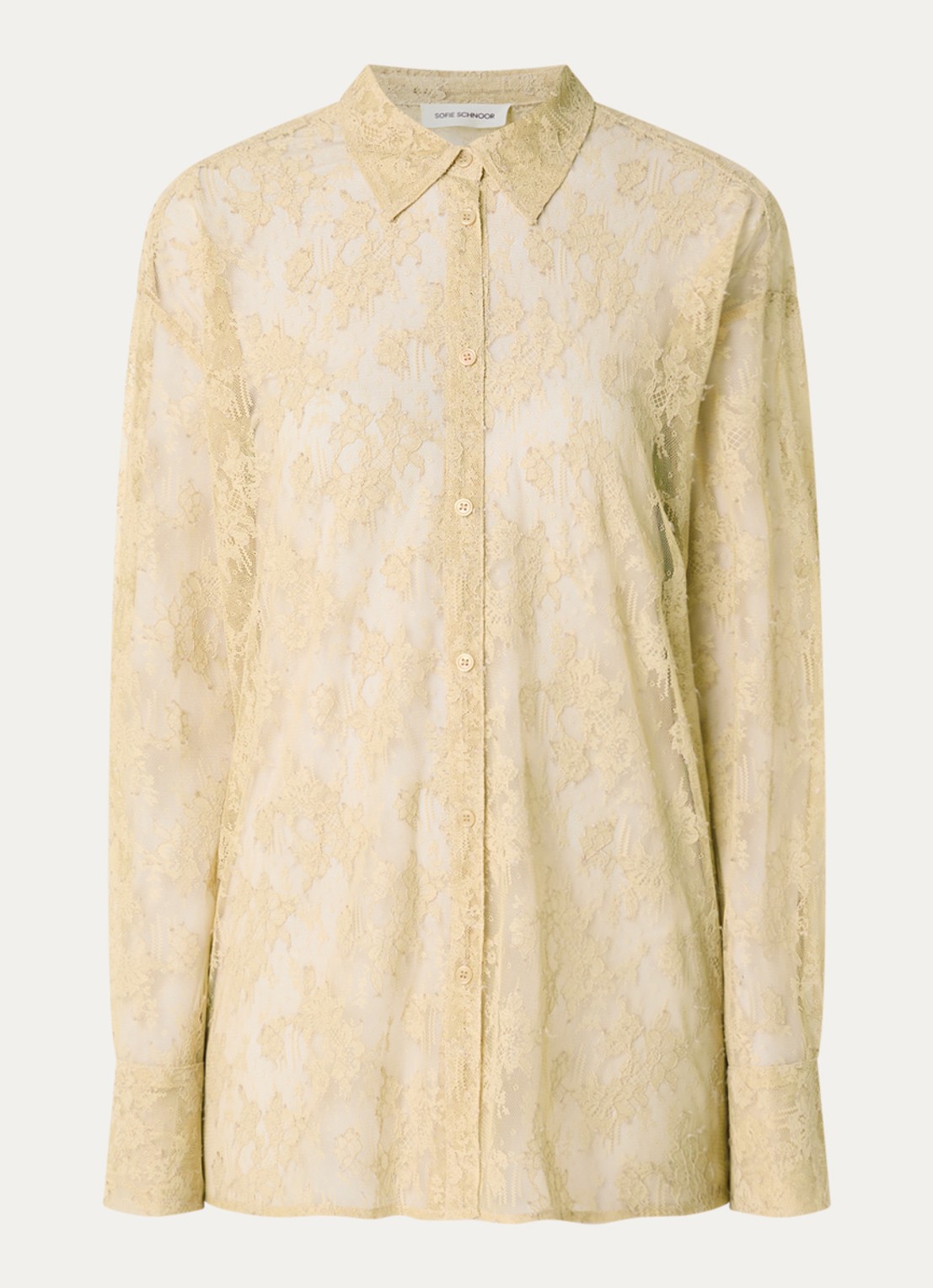 Sofie Schnoor Sylvine semi-transparante oversized blouse - voorkant 3 beige