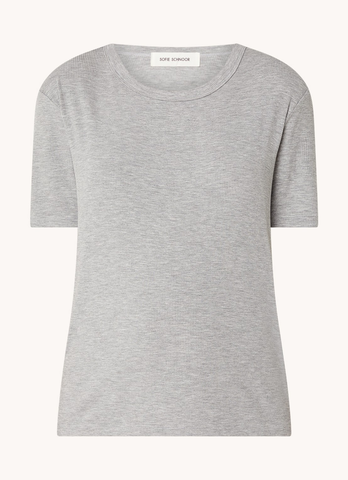 Sofie Schnoor T-shirt met ribstructuur  - voorkant 2 grijs