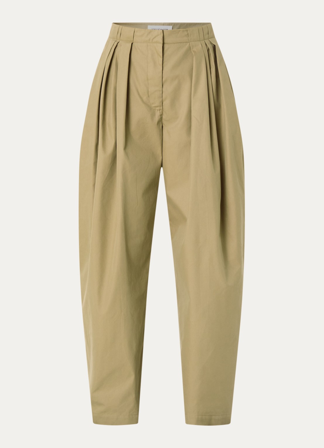 Sofie Schnoor Tamarasw mid waist balloon fit chino met plooidetail en steekzakken  - voorkant 3 khaki
