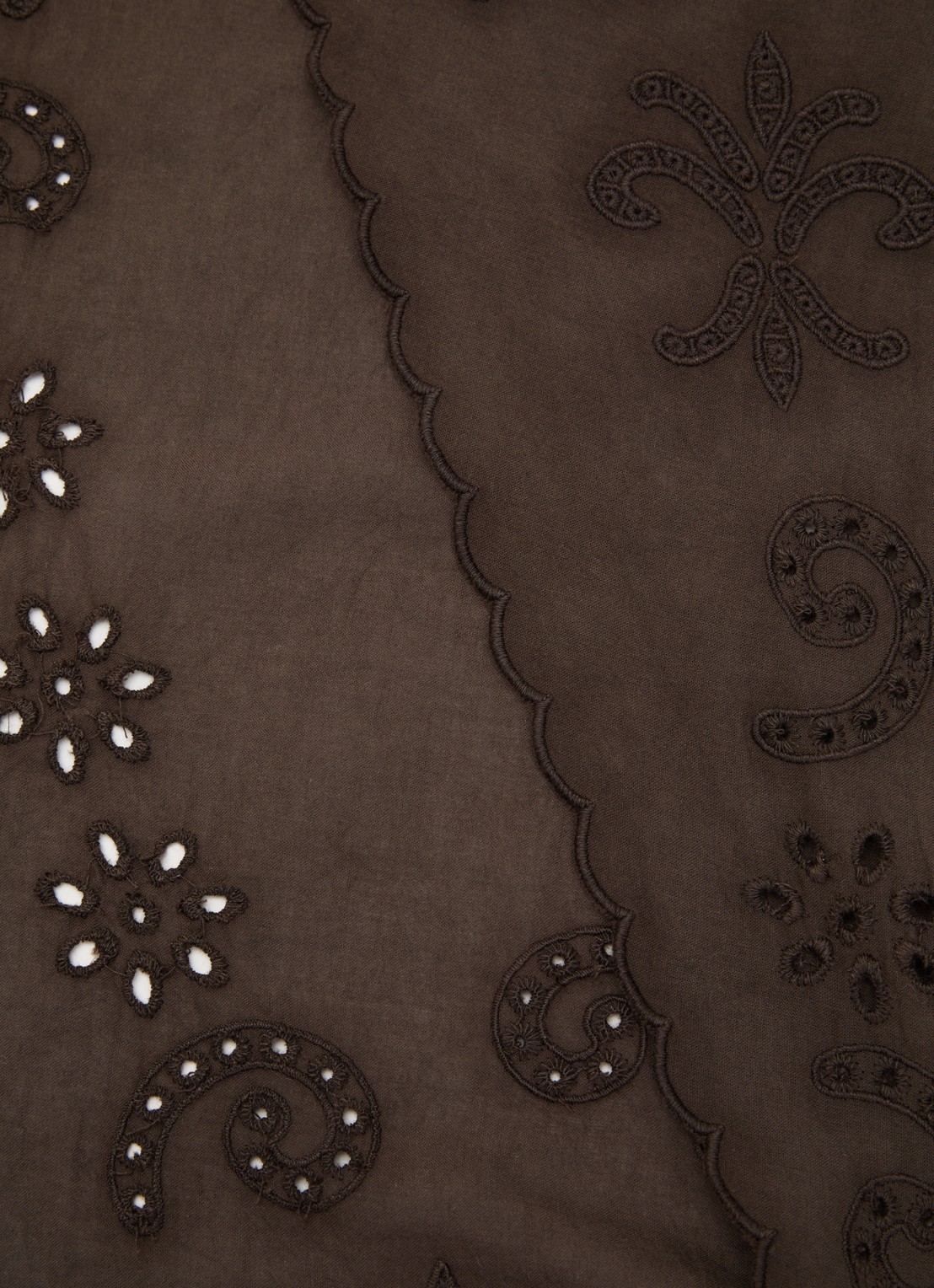 Sofie Schnoor Tea sjaal met broderie 110 x 30 cm  - detail 2 donkerbruin
