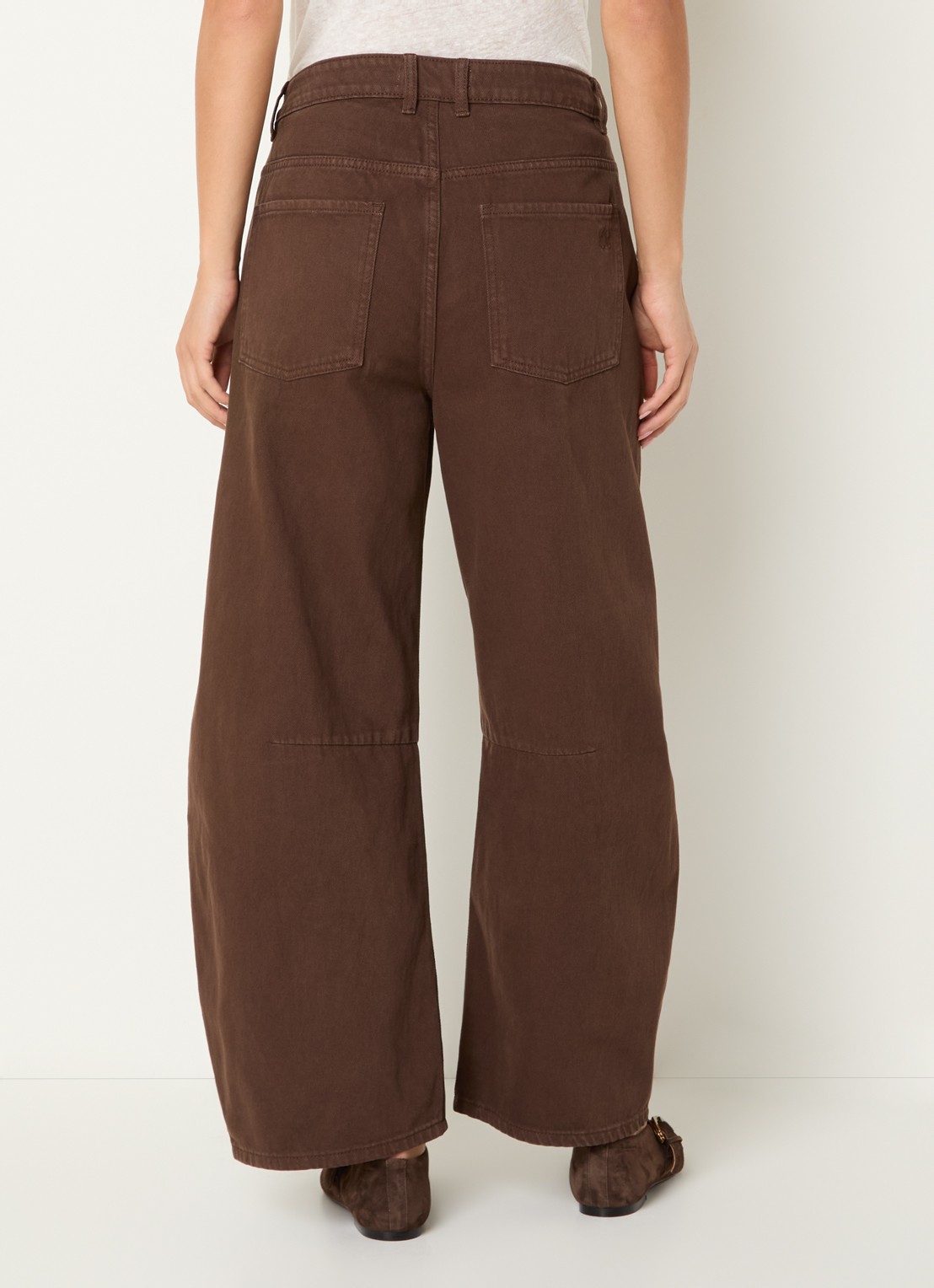Sofie Schnoor Tomar high waist cropped wide leg jeans met gekleurde wassing - achterkant donkerbruin