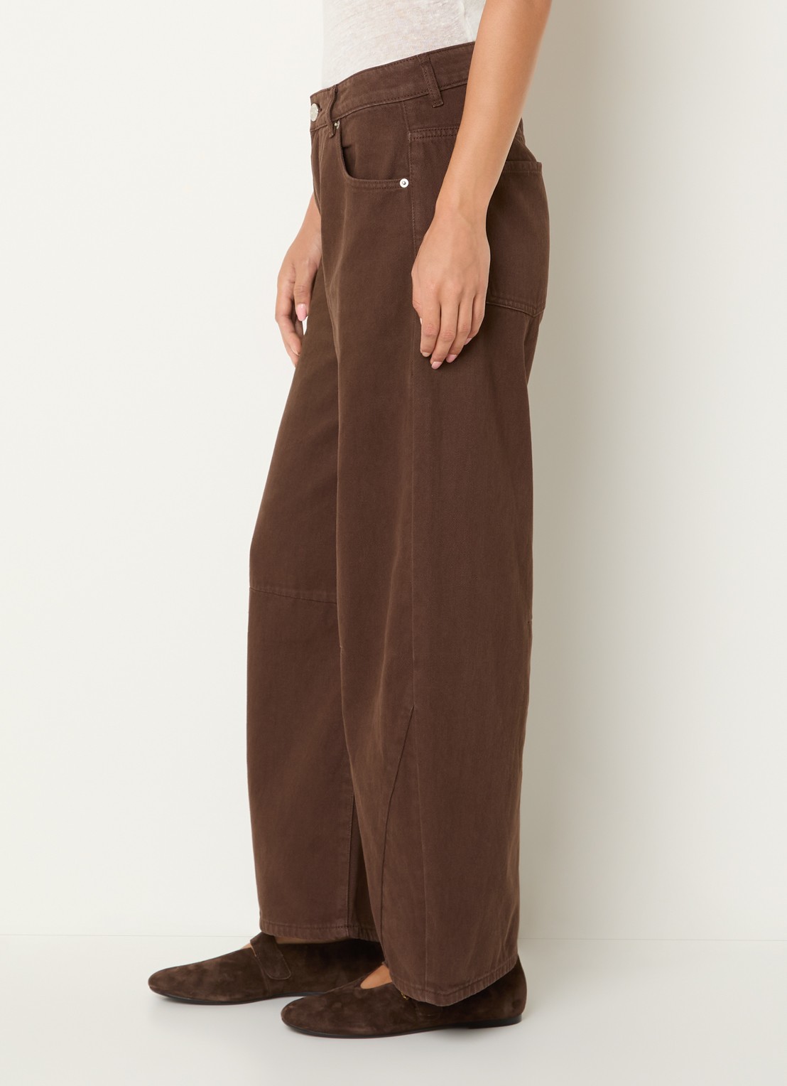 Sofie Schnoor Tomar high waist cropped wide leg jeans met gekleurde wassing - detail 3 donkerbruin