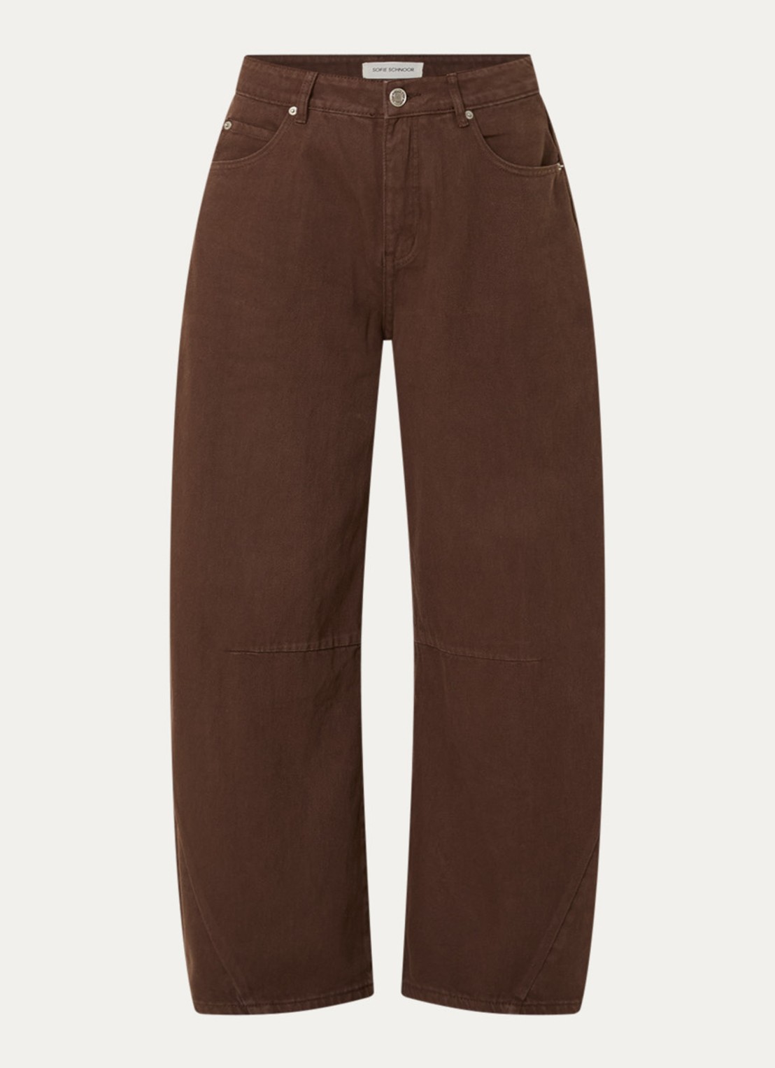 Sofie Schnoor Tomar high waist cropped wide leg jeans met gekleurde wassing - voorkant 4 donkerbruin