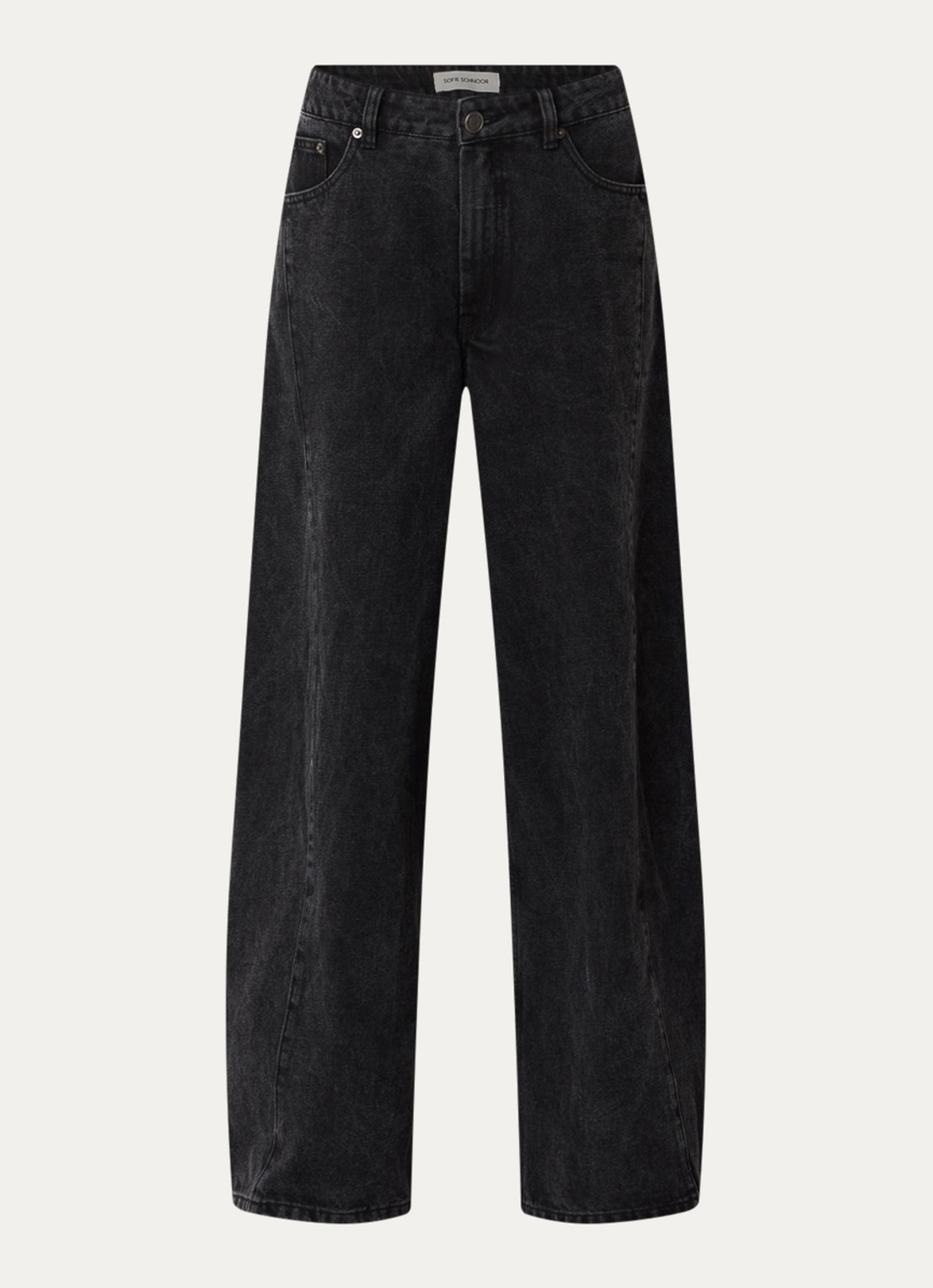 Sofie Schnoor Valorsw high waist wide leg jeans met gekleurde wassing - voorkant 3 antraciet