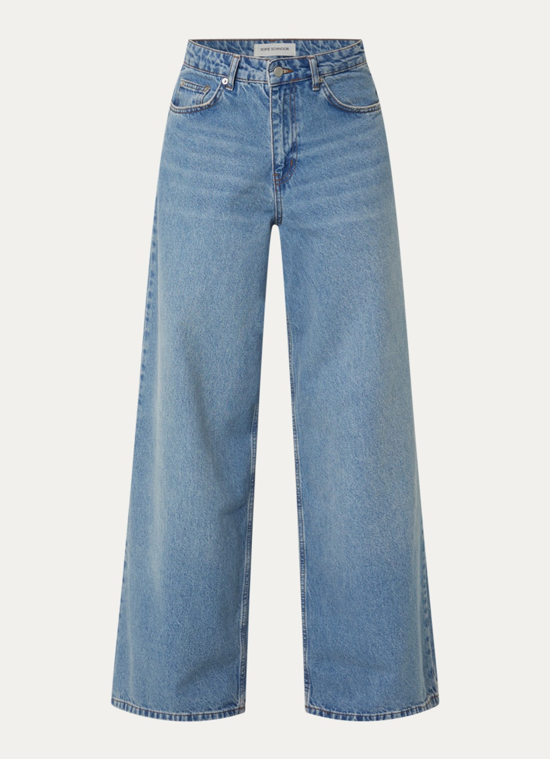 Sofie Schnoor Venicesw high waist wide leg jeans met gekleurde wassing - voorkant 3 indigo