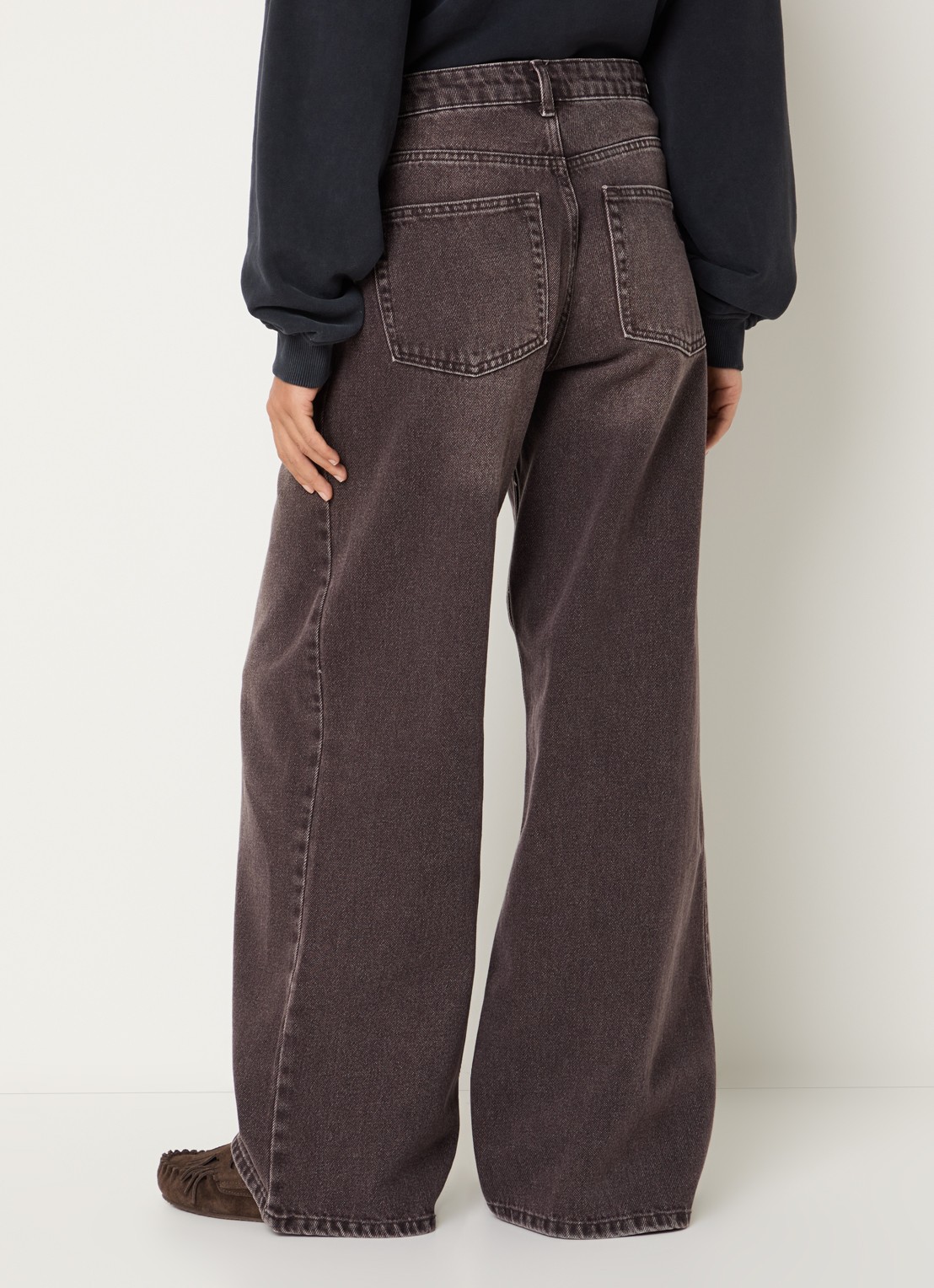 Sofie Schnoor Venicesw high waist wide leg jeans met gekleurde wassing - achterkant 3 bruin