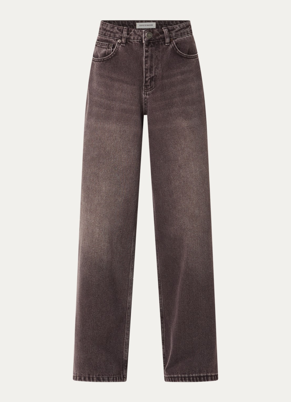Sofie Schnoor Venicesw high waist wide leg jeans met gekleurde wassing - voorkant 4 bruin