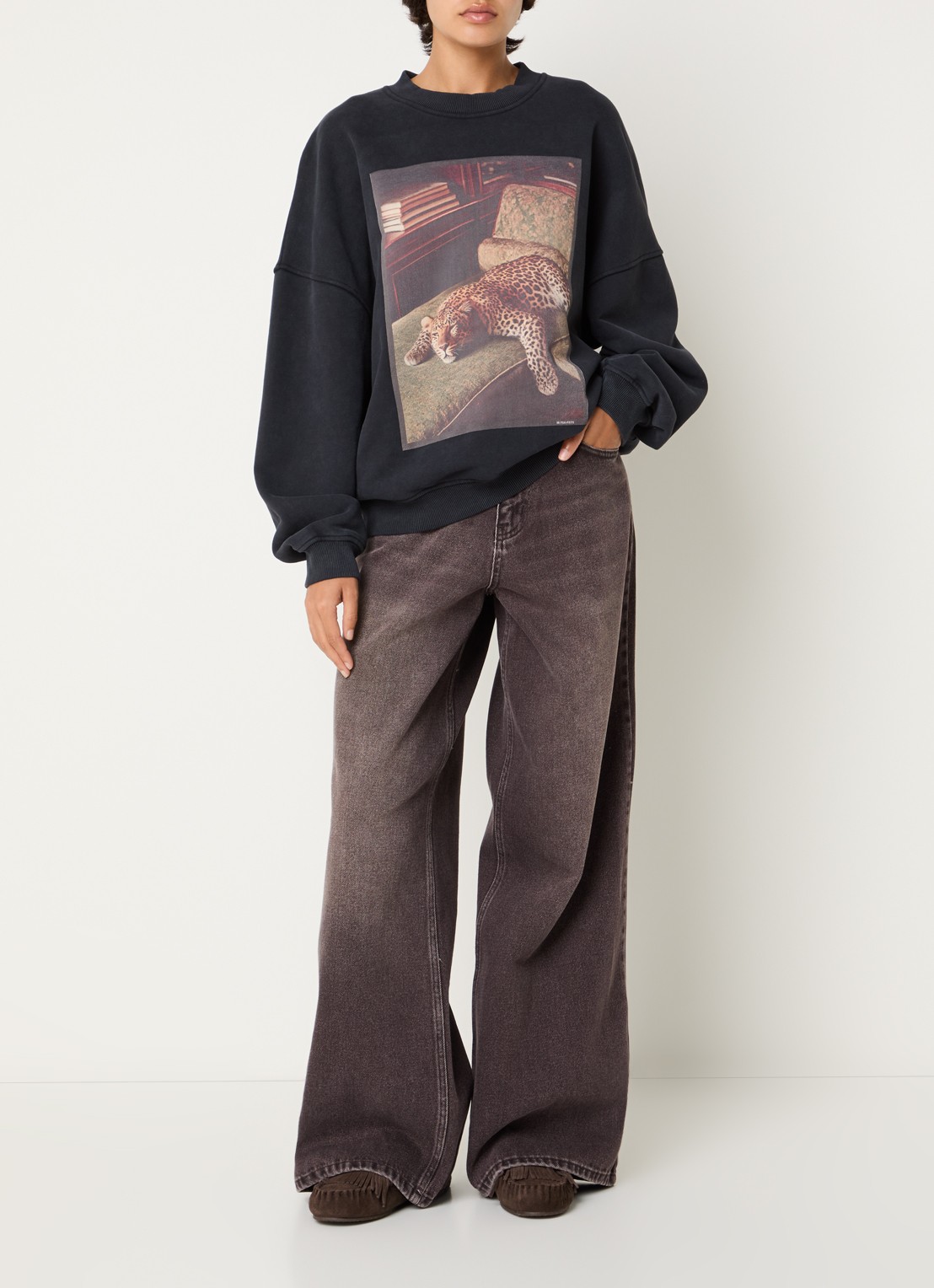 Sofie Schnoor Venicesw high waist wide leg jeans met gekleurde wassing - voorkant 5 bruin