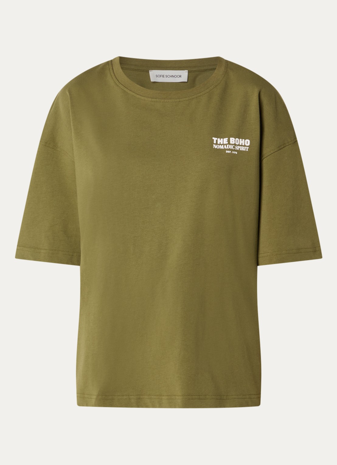 Sofie Schnoor Verasw T-shirt met front- en backprint - voorkant 2 mosgroen