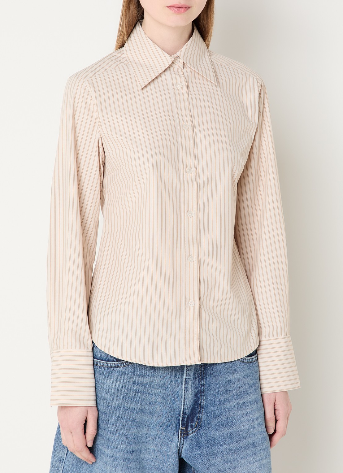 Sofie Schnoor Wilda blouse met streepprint - detail 2 lichtbruin