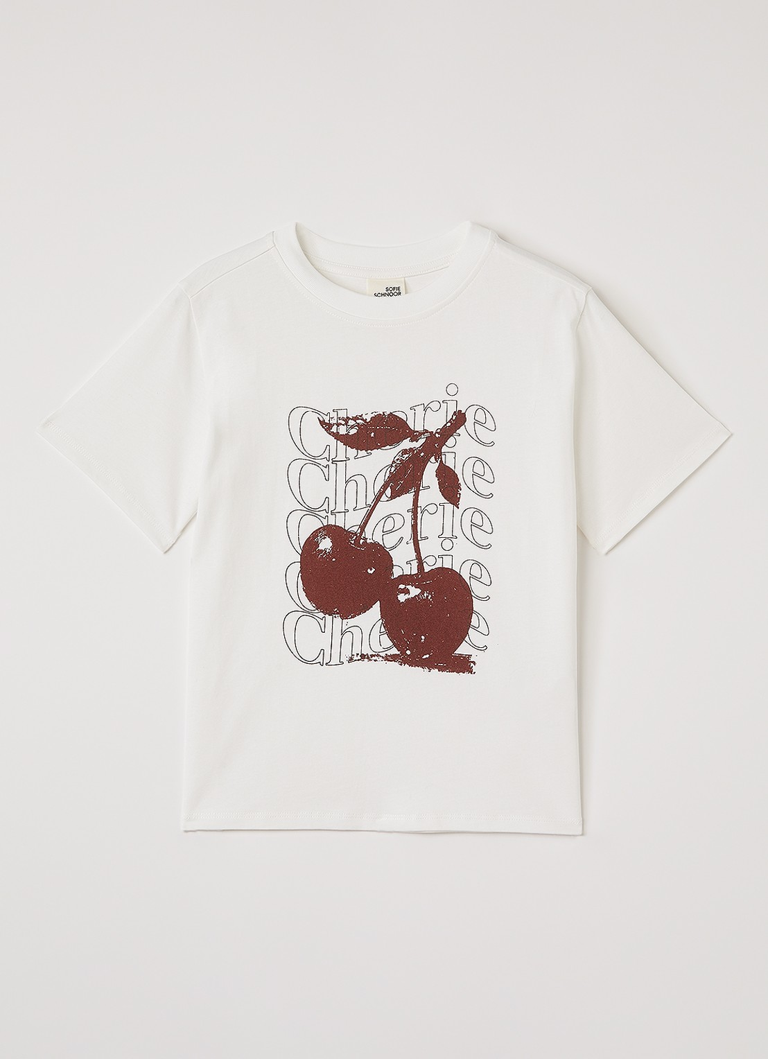 Sofie Schnoor Zena T-shirt met print - voorkant gebroken wit