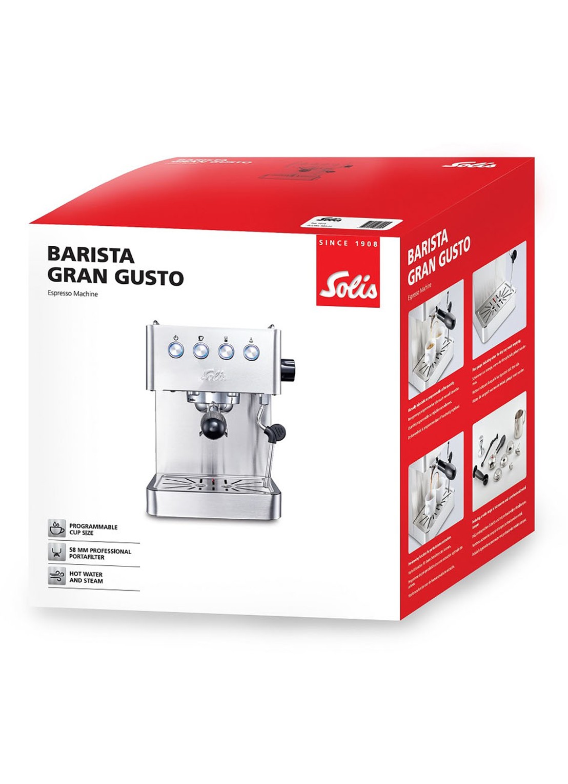 Solis Barista Gran Gusto espressomachine 1014 - detail 7 zilver