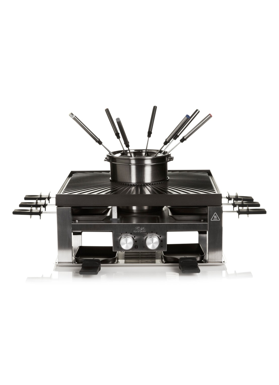 Solis Combi 3-in-1 grill fondue en gourmetstel 35 cm 796 - voorkant 3 zwart